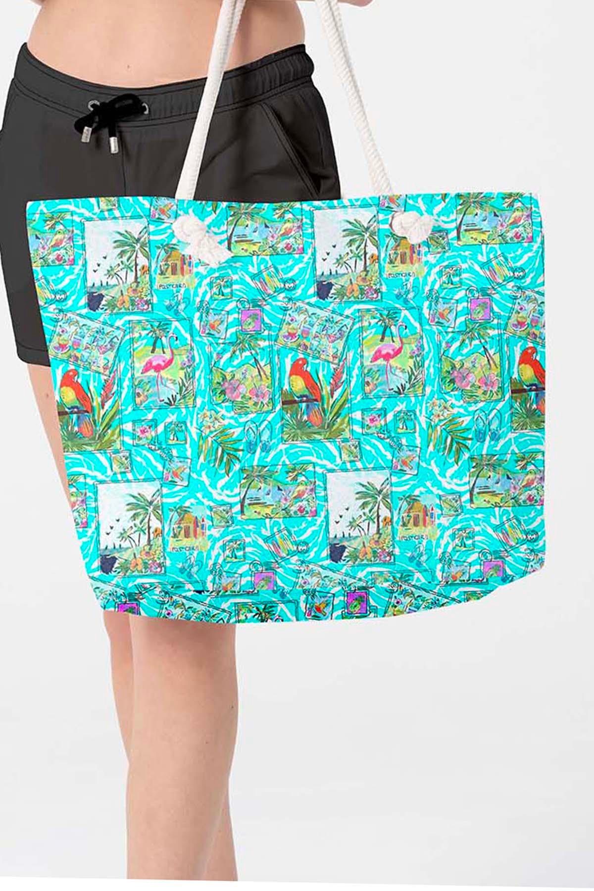 Plaj Çantası Renkli Desen Baskılı 5077