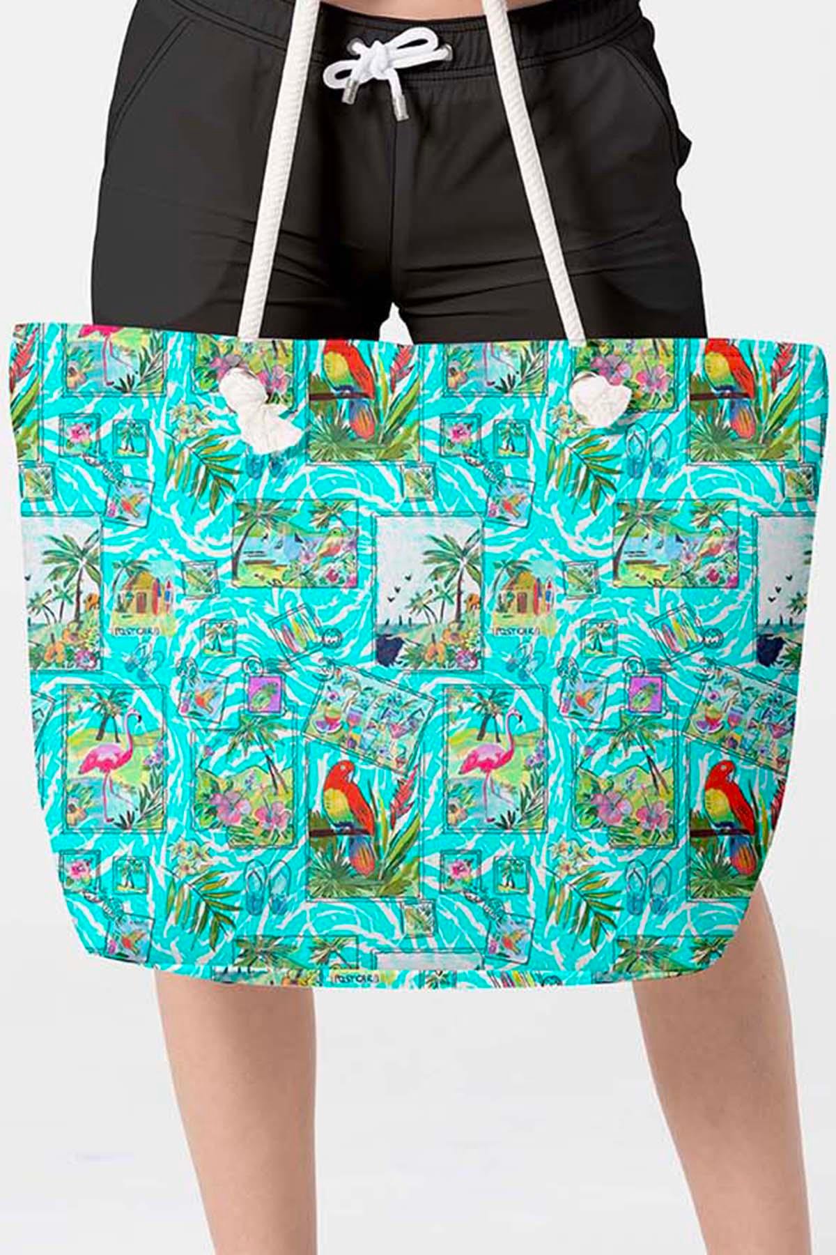 Plaj Çantası Renkli Desen Baskılı 5077