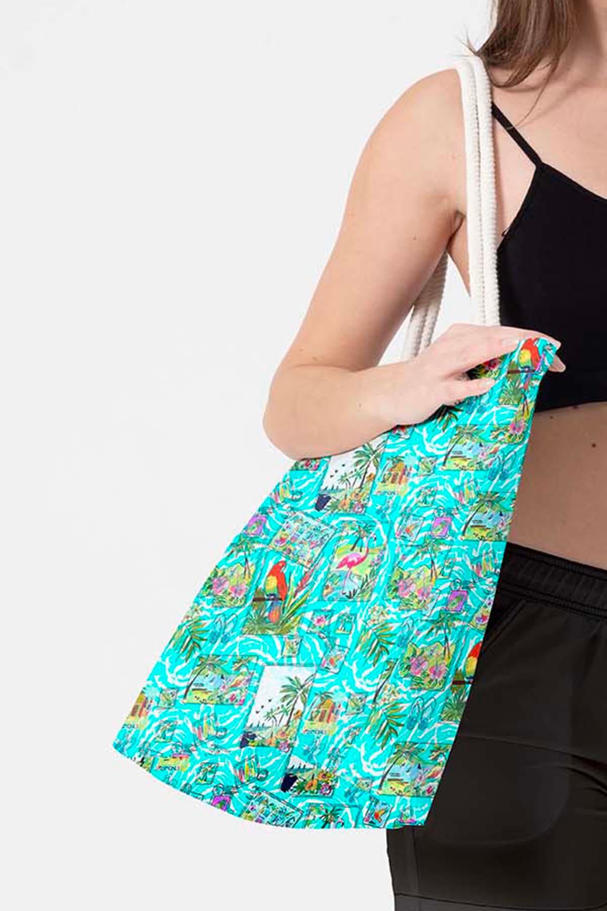 Plaj Çantası Renkli Desen Baskılı 5077