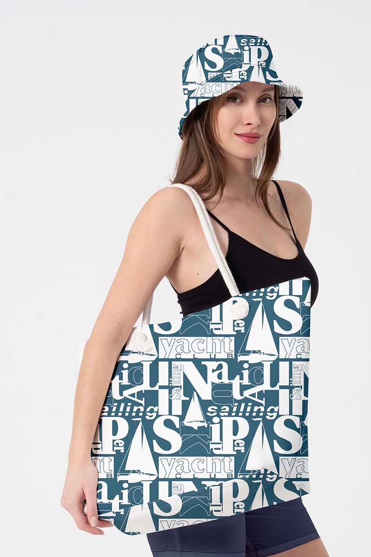 Plaj Çantası Renkli Desen Baskılı 5078