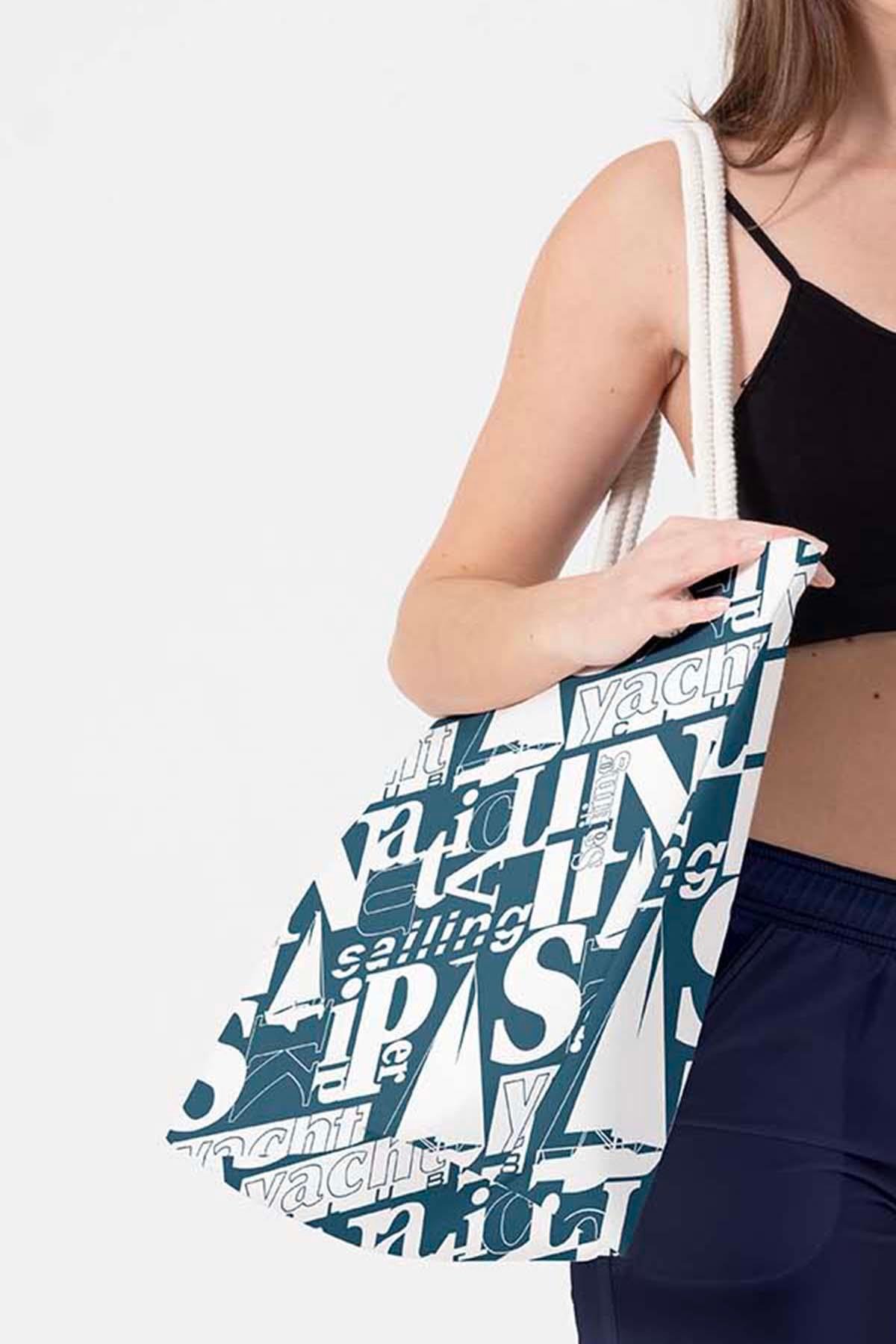 Plaj Çantası Renkli Desen Baskılı 5078