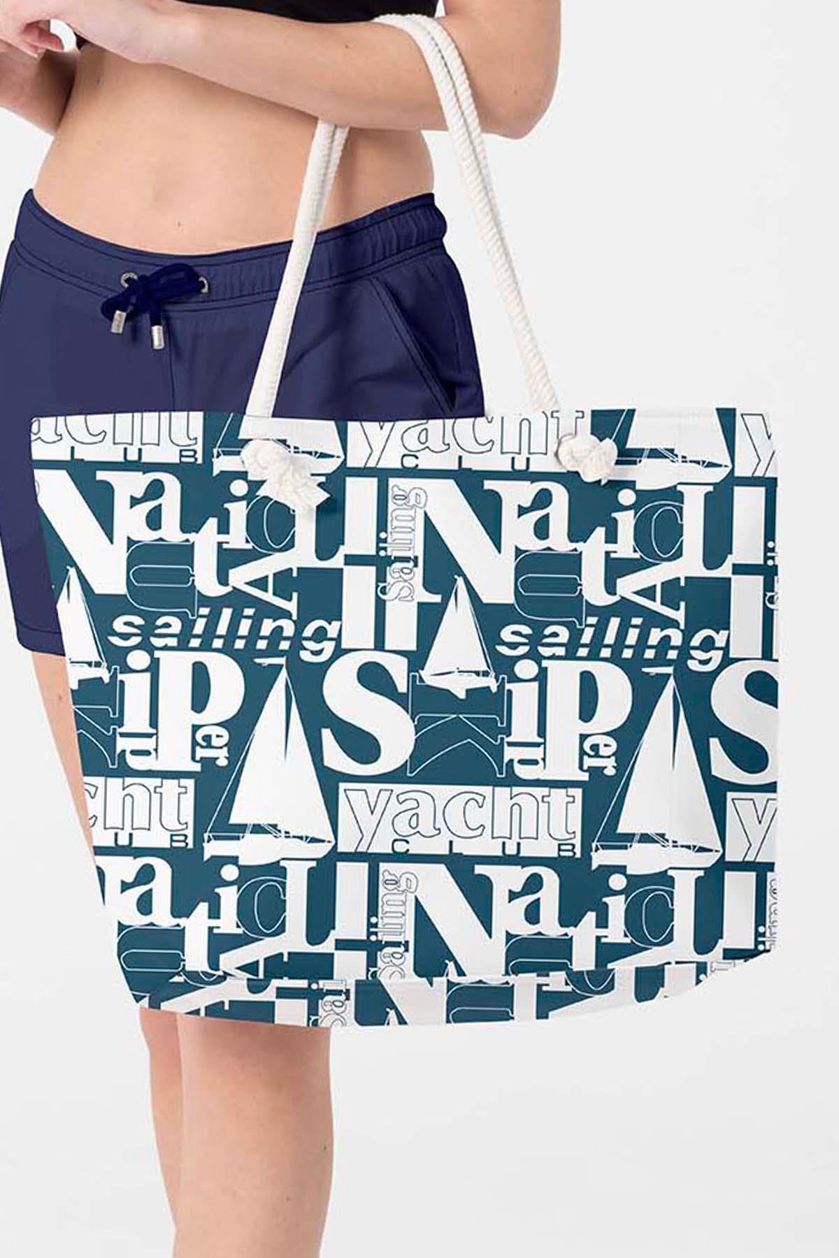 Plaj Çantası Renkli Desen Baskılı 5078