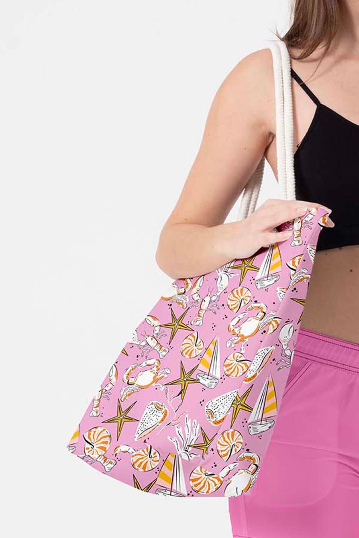 Plaj Çantası Renkli Desen Baskılı 5079