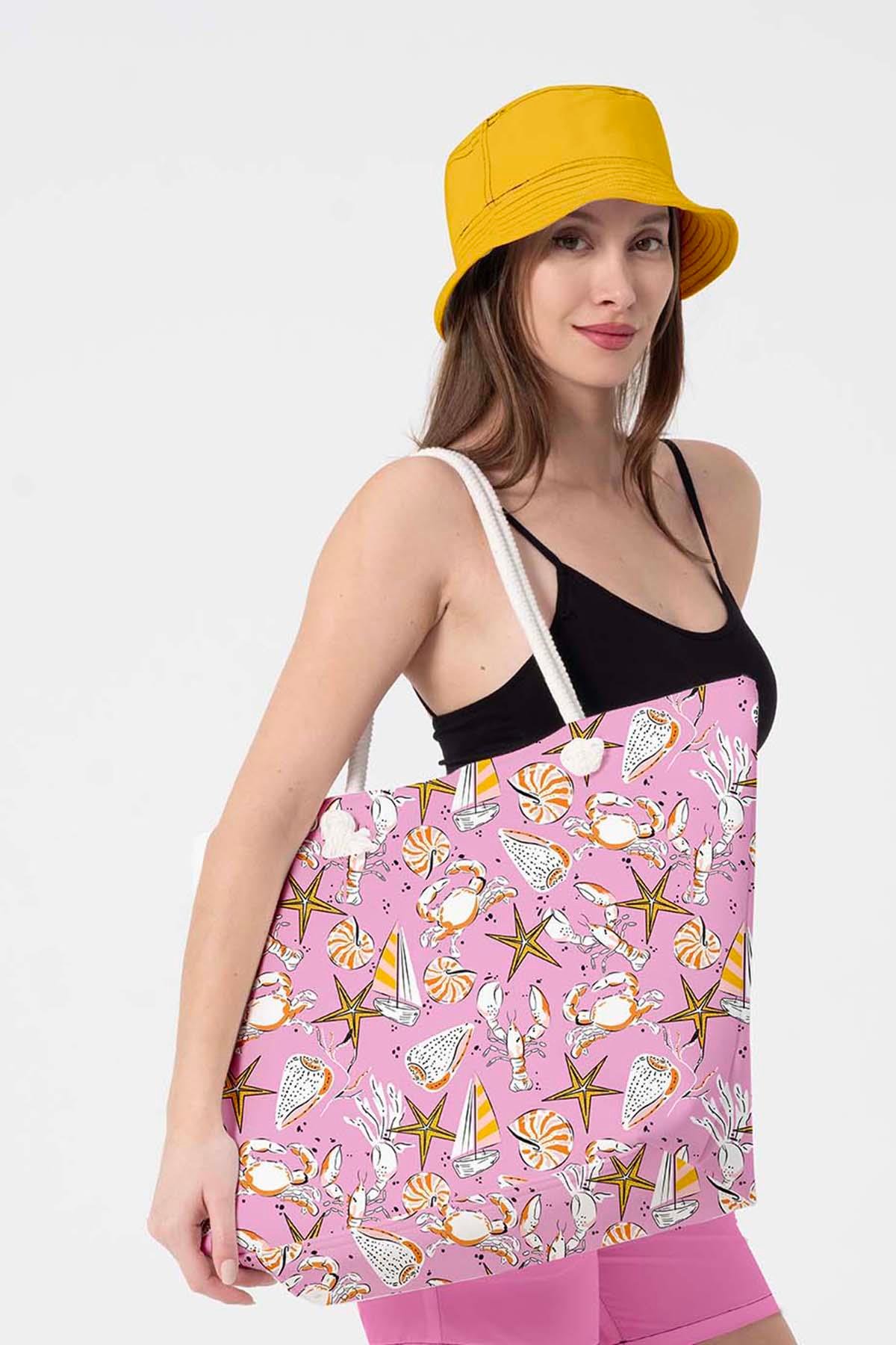 Plaj Çantası Renkli Desen Baskılı 5079