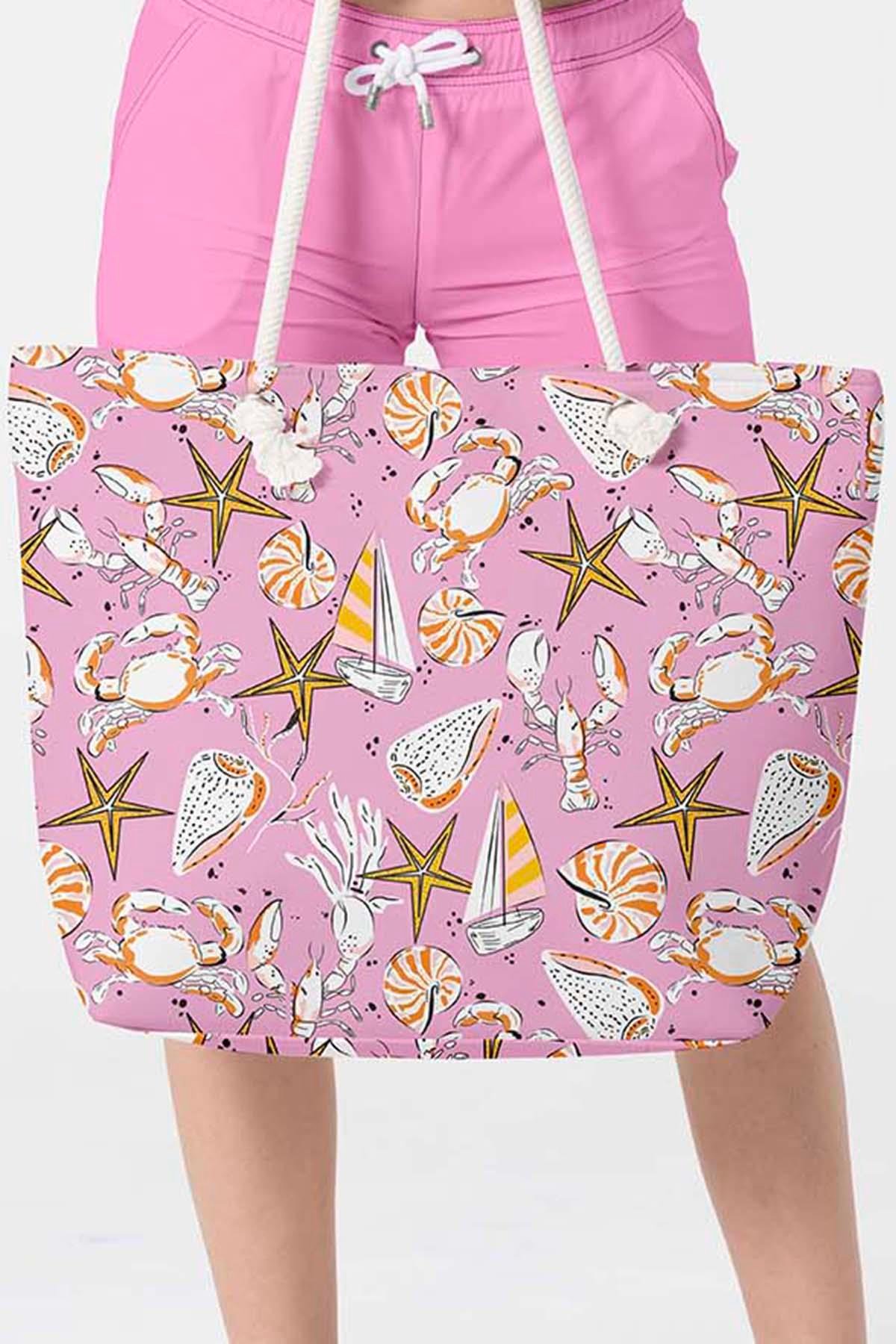 Plaj Çantası Renkli Desen Baskılı 5079