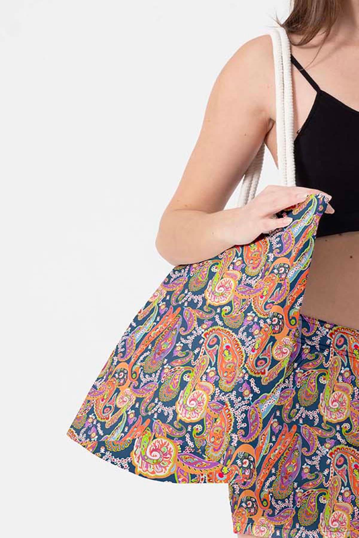 Plaj Çantası Renkli Desen Baskılı 5080