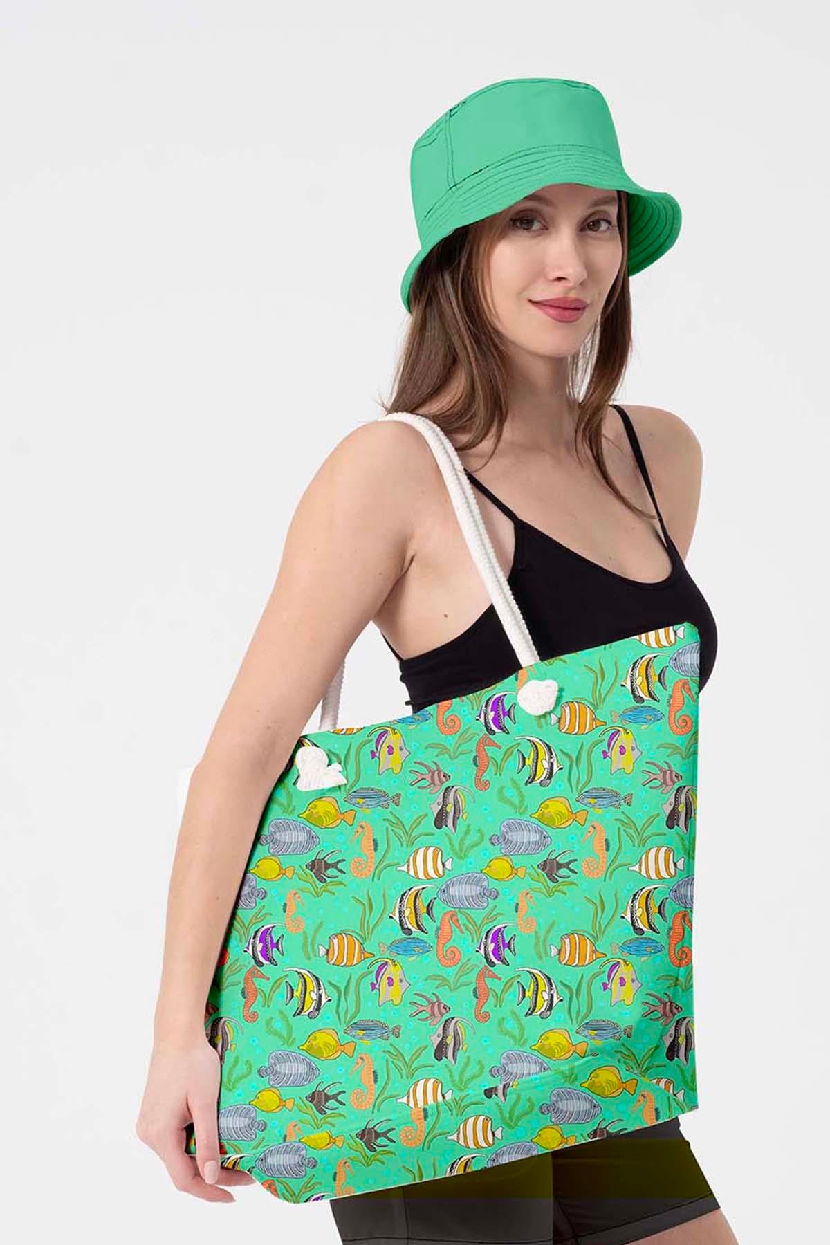 Plaj Çantası Renkli Desen Baskılı 5082