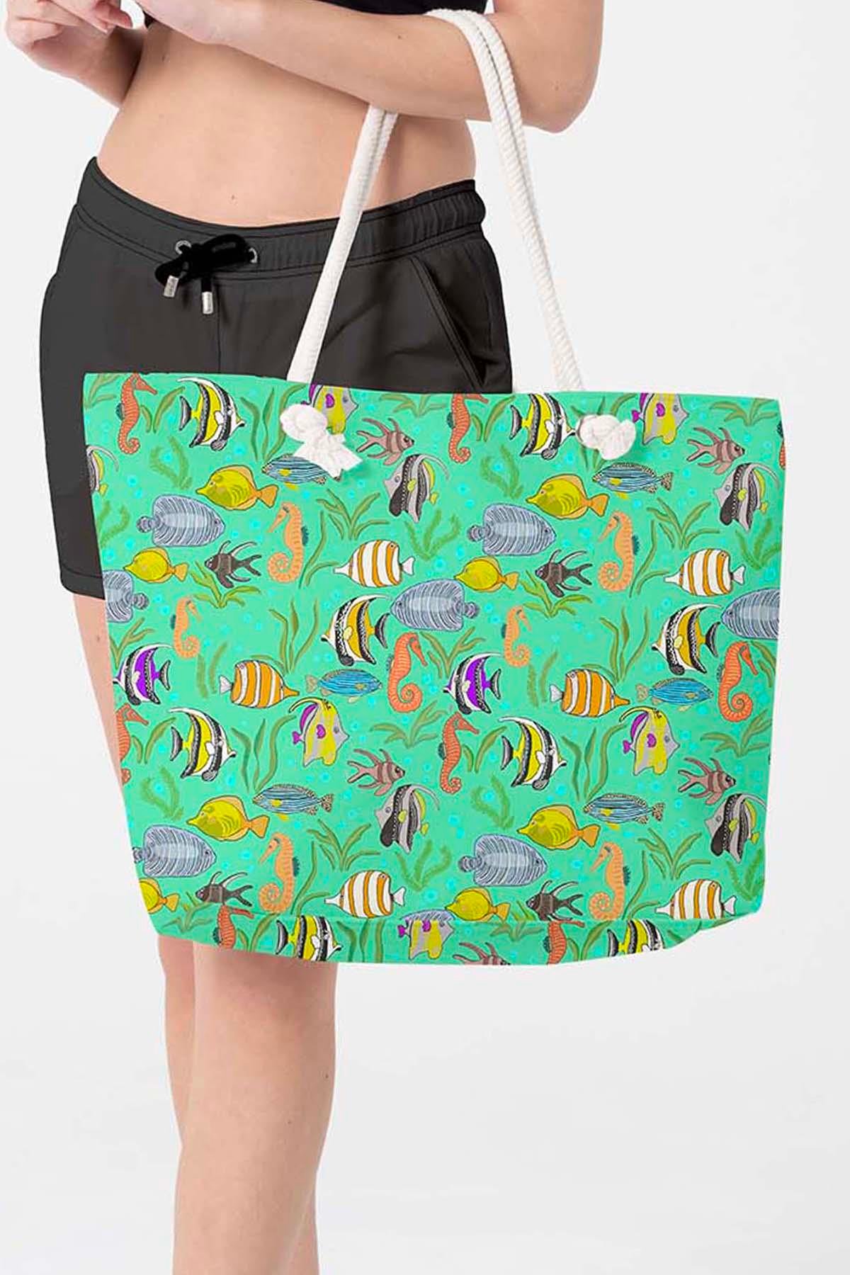 Plaj Çantası Renkli Desen Baskılı 5082