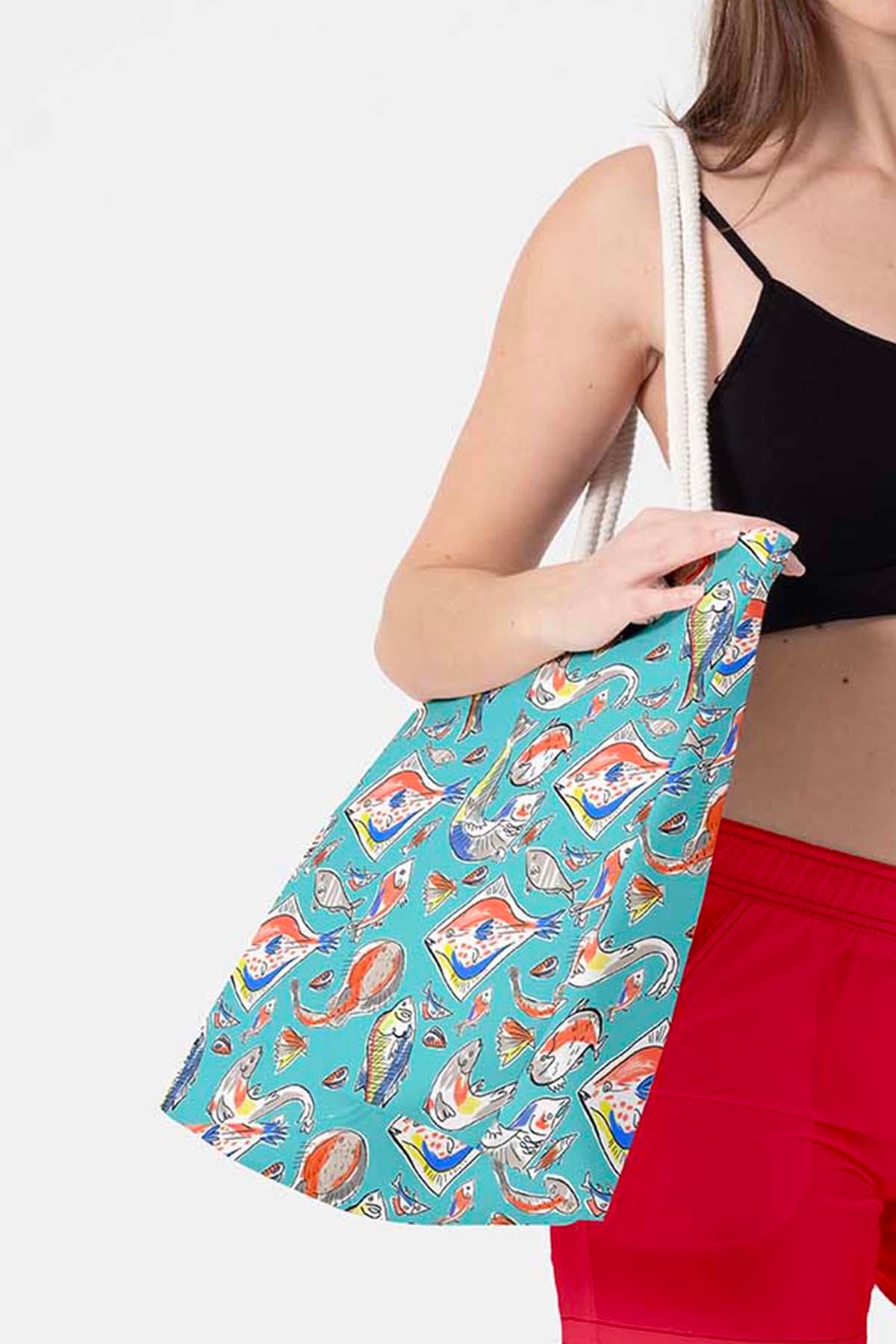 Plaj Çantası Renkli Desen Baskılı 5083