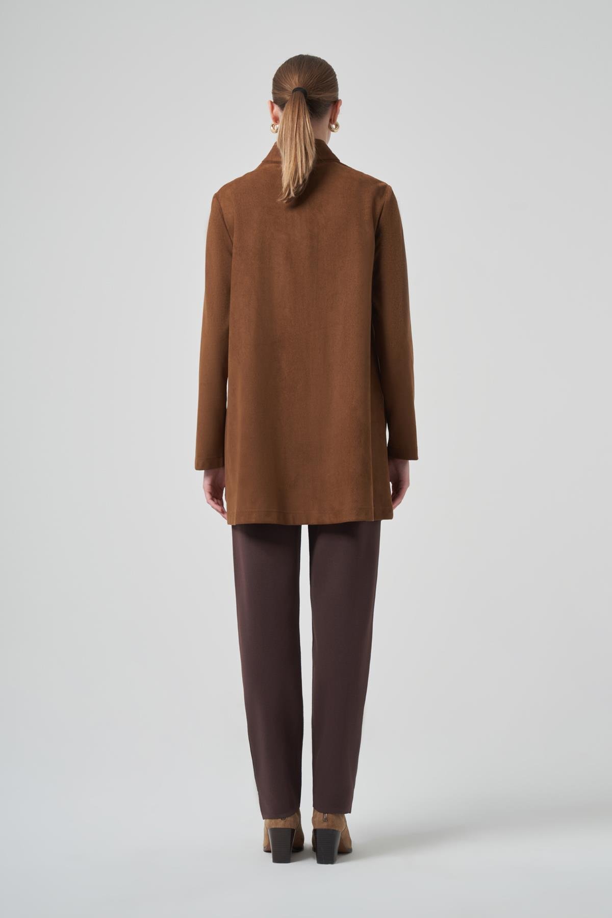 Püskül ve İşlemen Detay Süet Ceket 6028 Taba