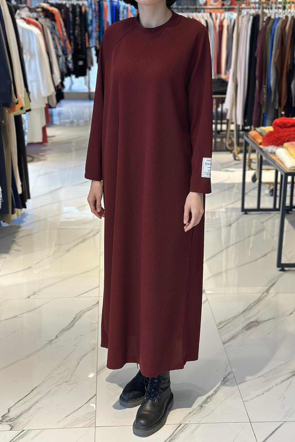 Reglan Kol Triko Elbise 12590 Bordo