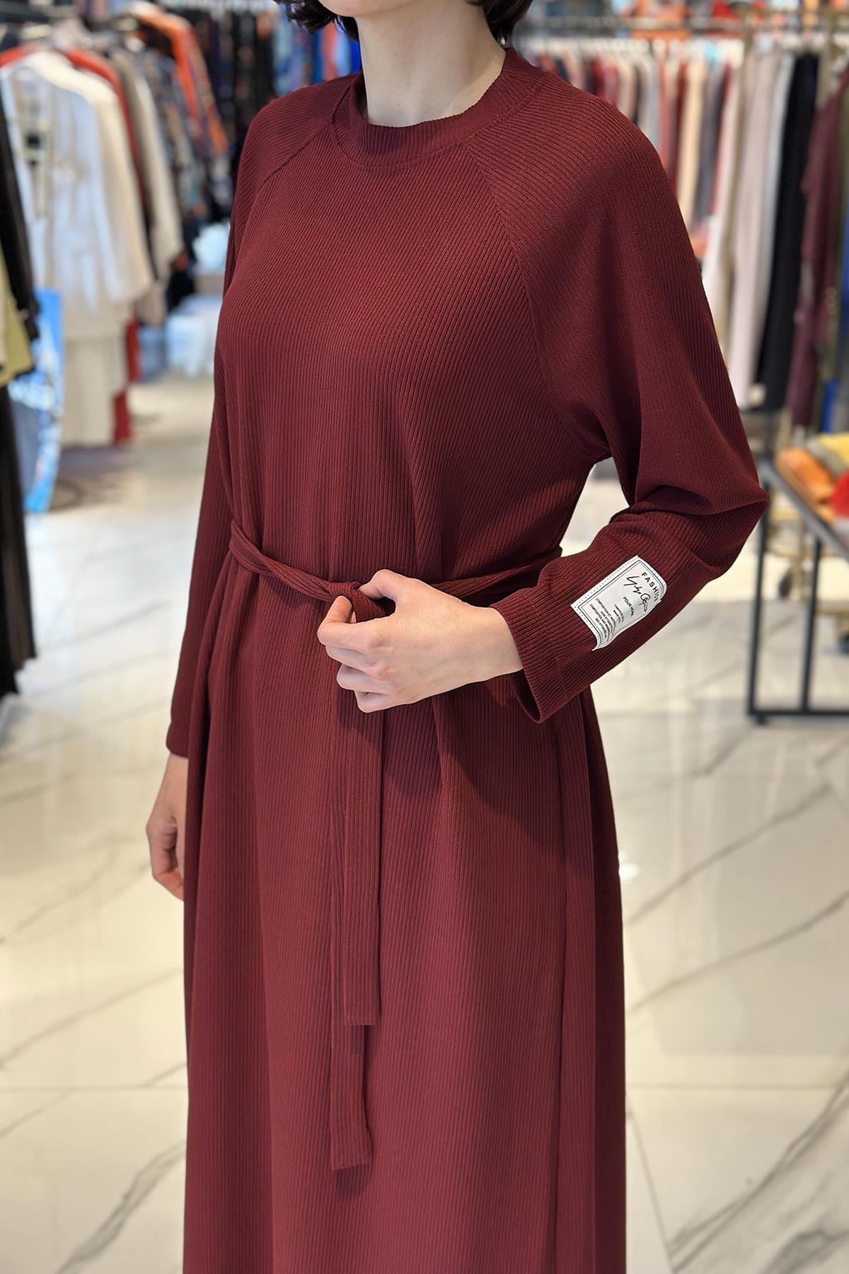 Reglan Kol Triko Elbise 12590 Bordo