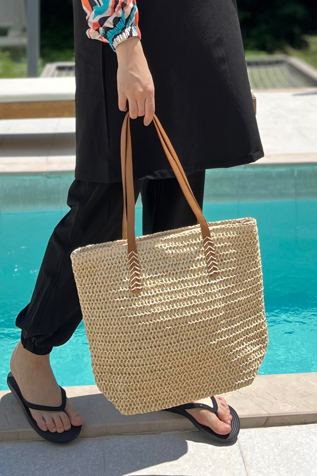 Remsa Hasır Plaj Çantası 005 Bej