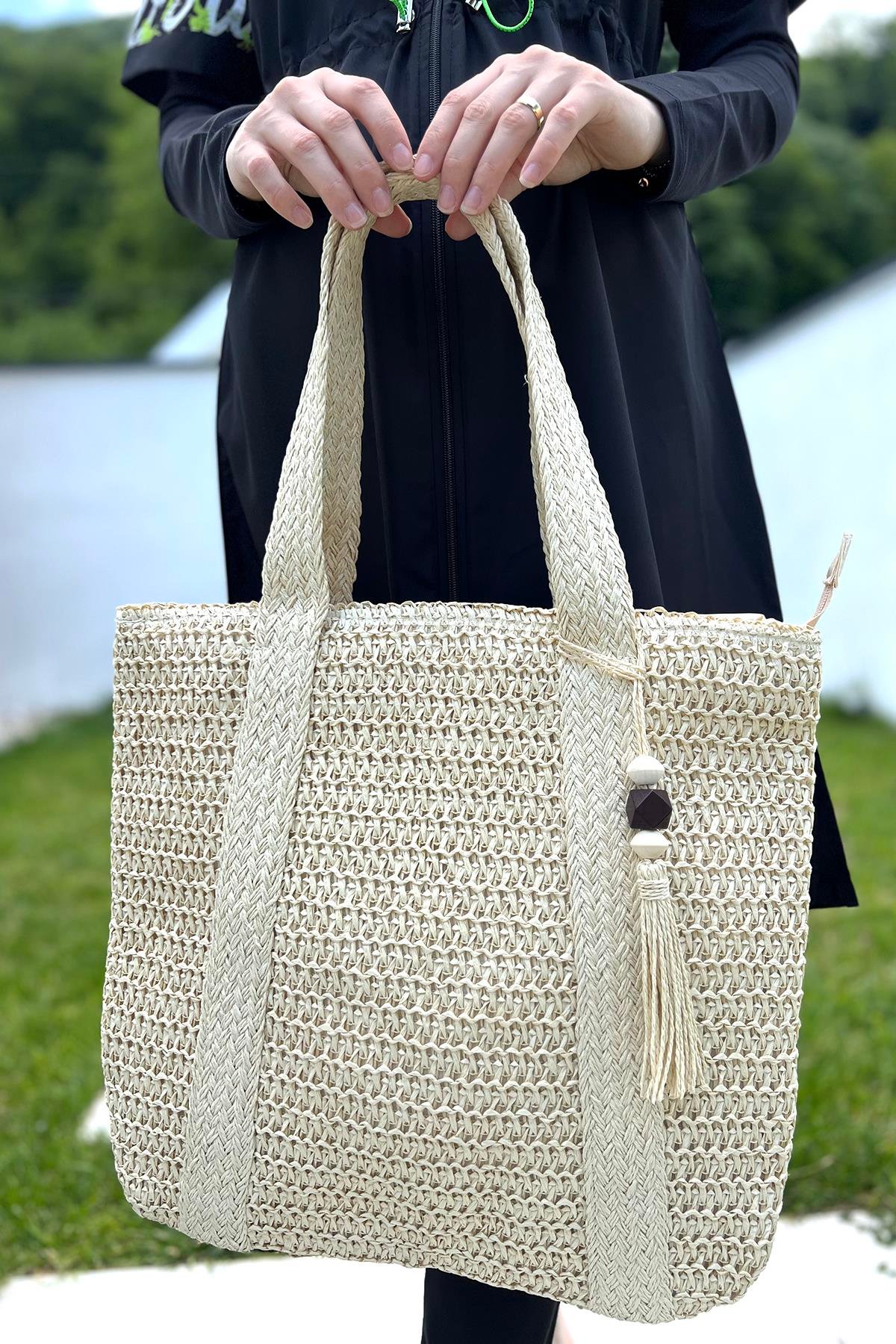 Remsa Hasır Plaj Çantası 009 Bej