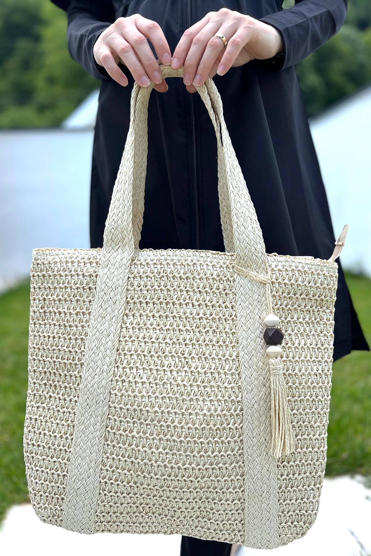 Remsa Hasır Plaj Çantası 009 Bej