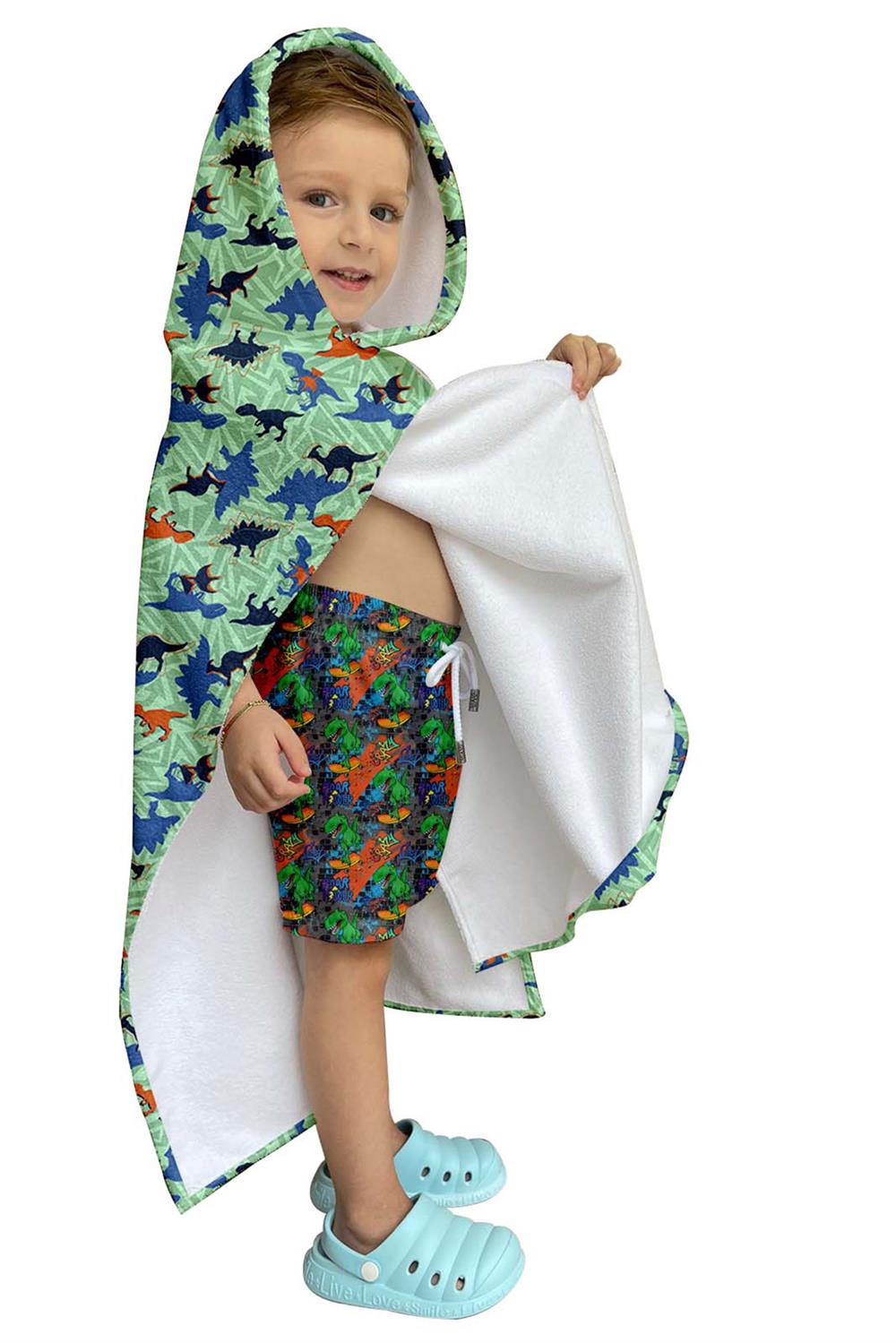 Remsa Mayo Çocuk Deniz Havuz Kapüşonlu Panço Plaj Havlusu 709 Dinazor