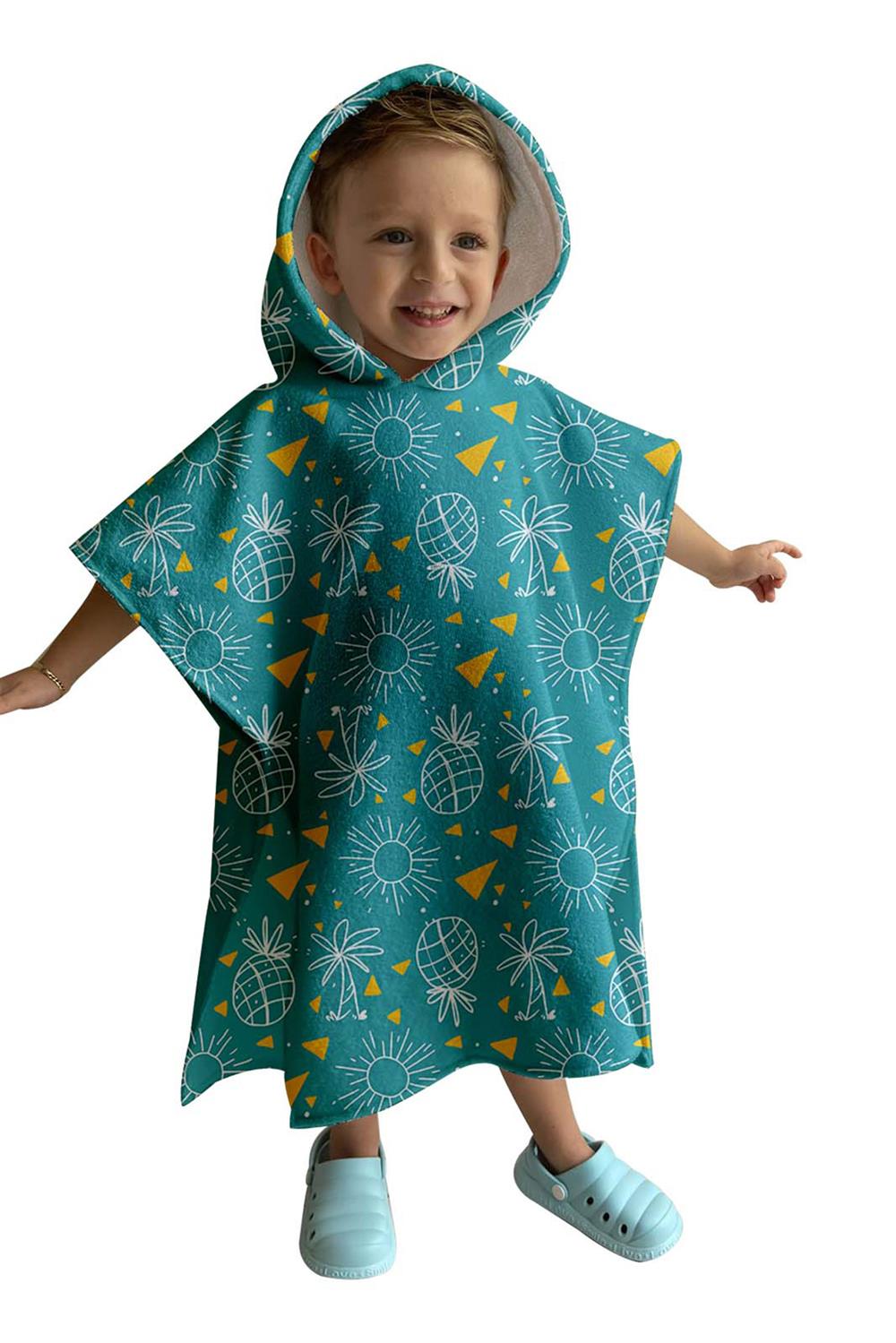 Remsa Mayo Çocuk Deniz Havuz Kapüşonlu Panço Plaj Havlusu 702 Ananas