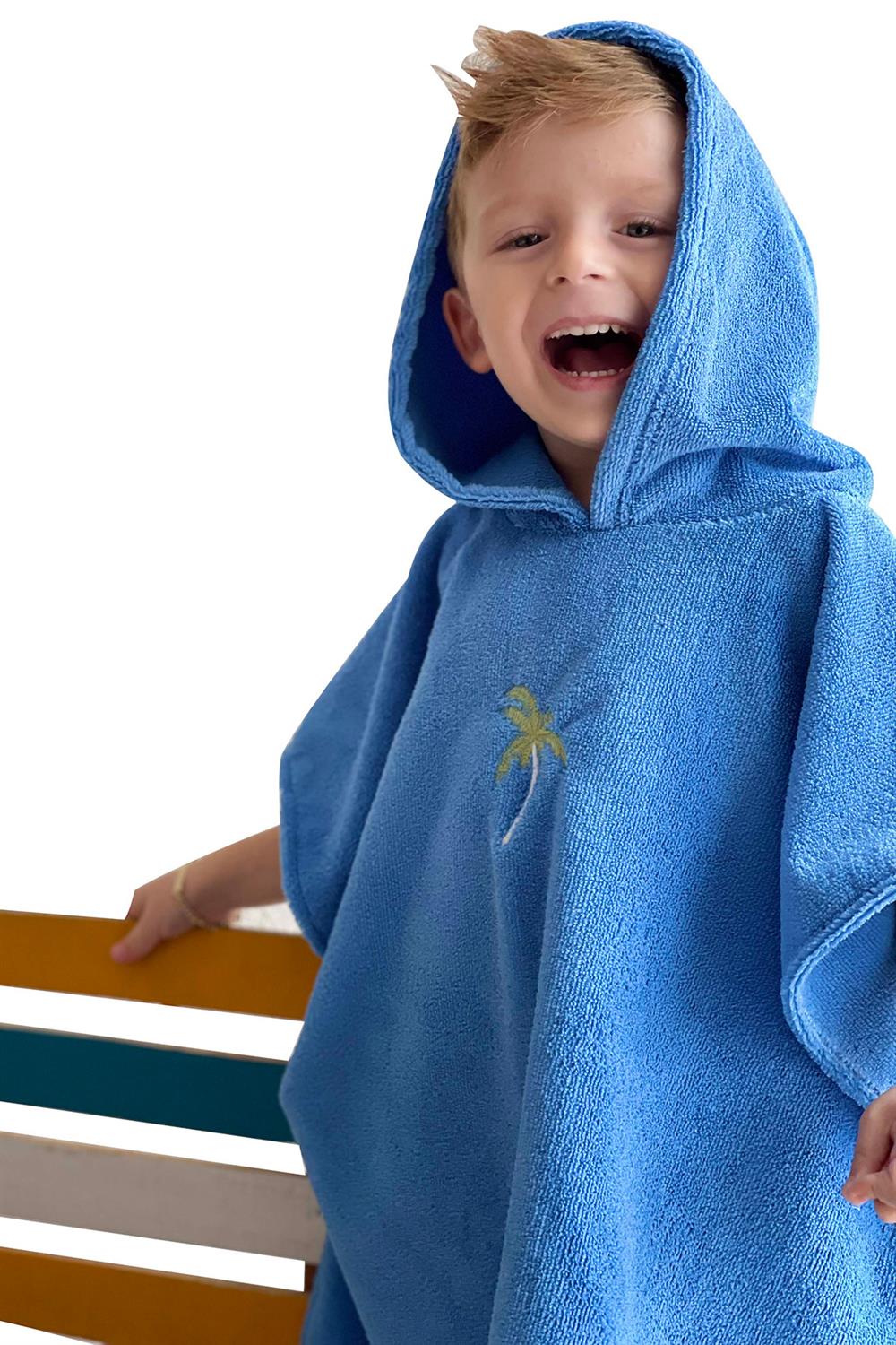 Remsa Mayo Çocuk Deniz Havuz Kapüşonlu Panço Plaj Havlusu 717 Mavi