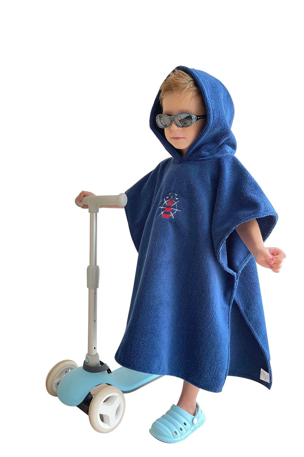 Remsa Mayo Çocuk Deniz Havuz Kapüşonlu Panço Plaj Havlusu 717 Lacivert