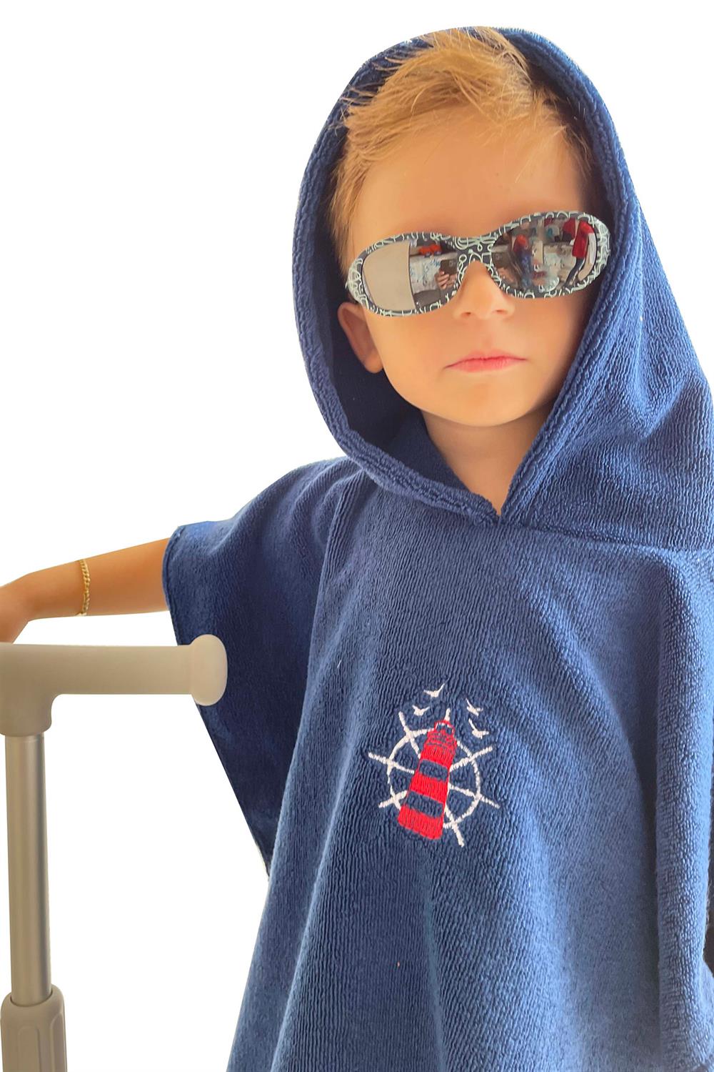 Remsa Mayo Çocuk Deniz Havuz Kapüşonlu Panço Plaj Havlusu 717 Lacivert