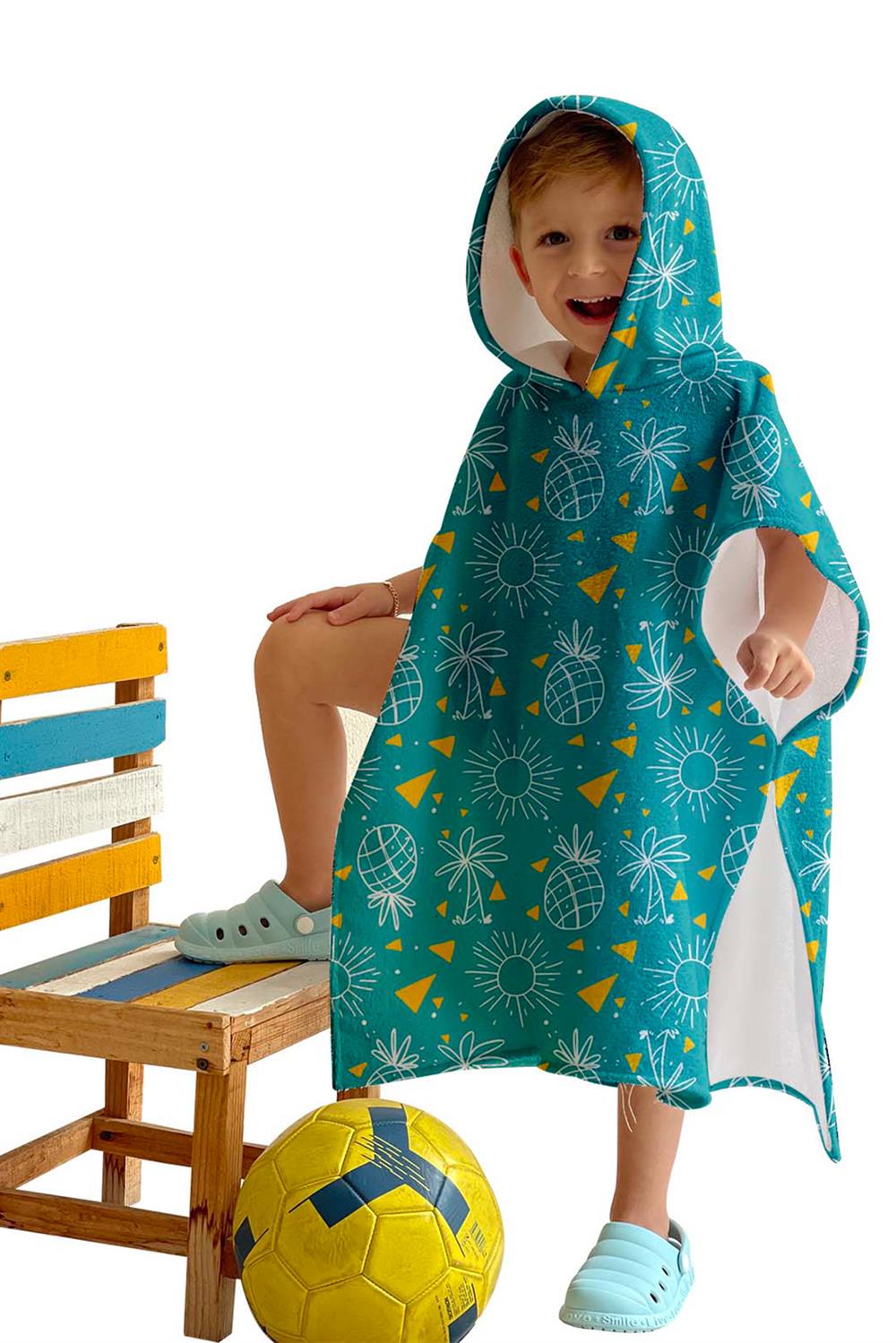Remsa Mayo Çocuk Deniz Havuz Kapüşonlu Panço Plaj Havlusu 702 Ananas