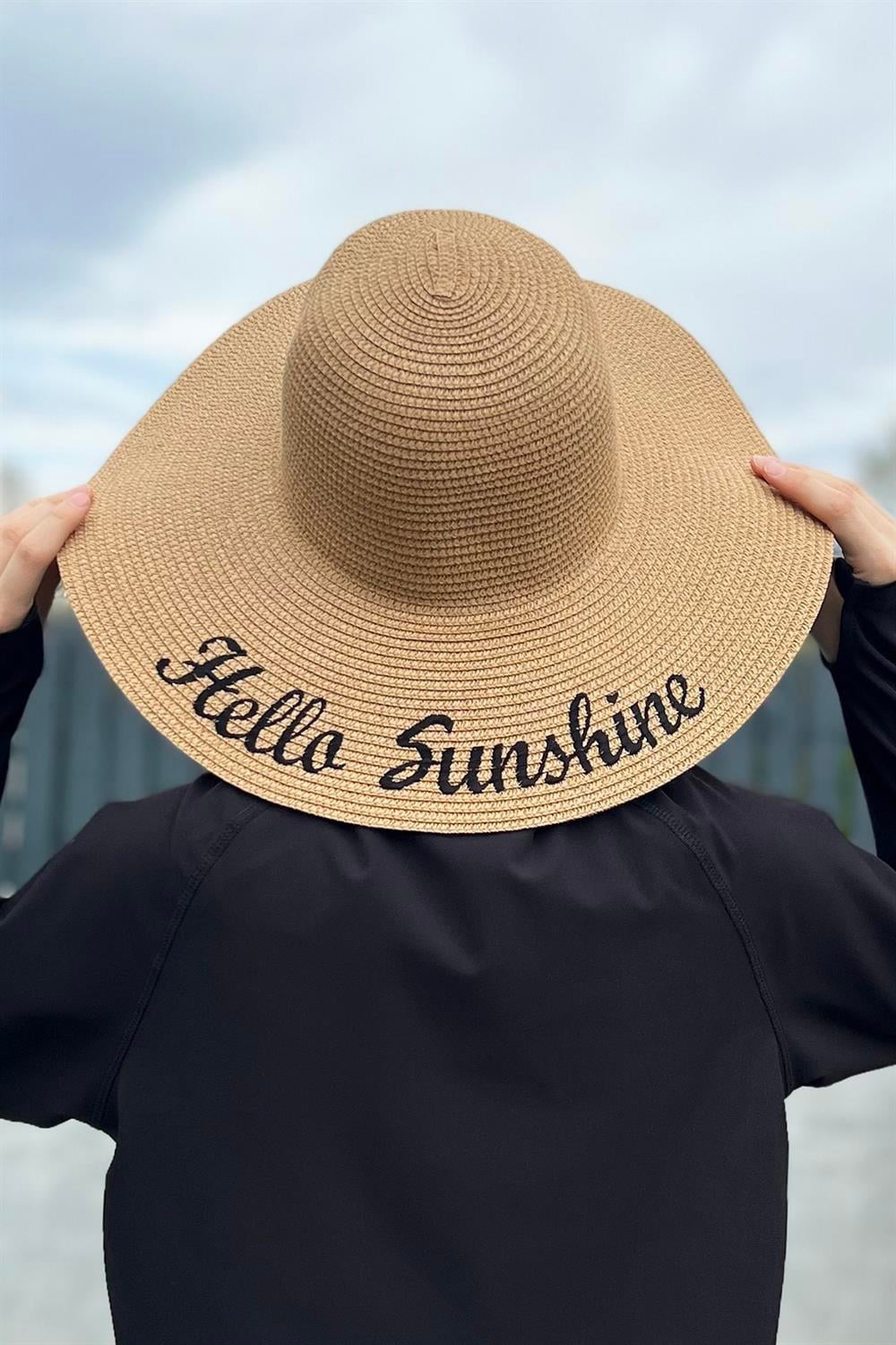Remsa Mayo Hello Sunshine Yazılı Hasır Şapka Camel RŞ-23