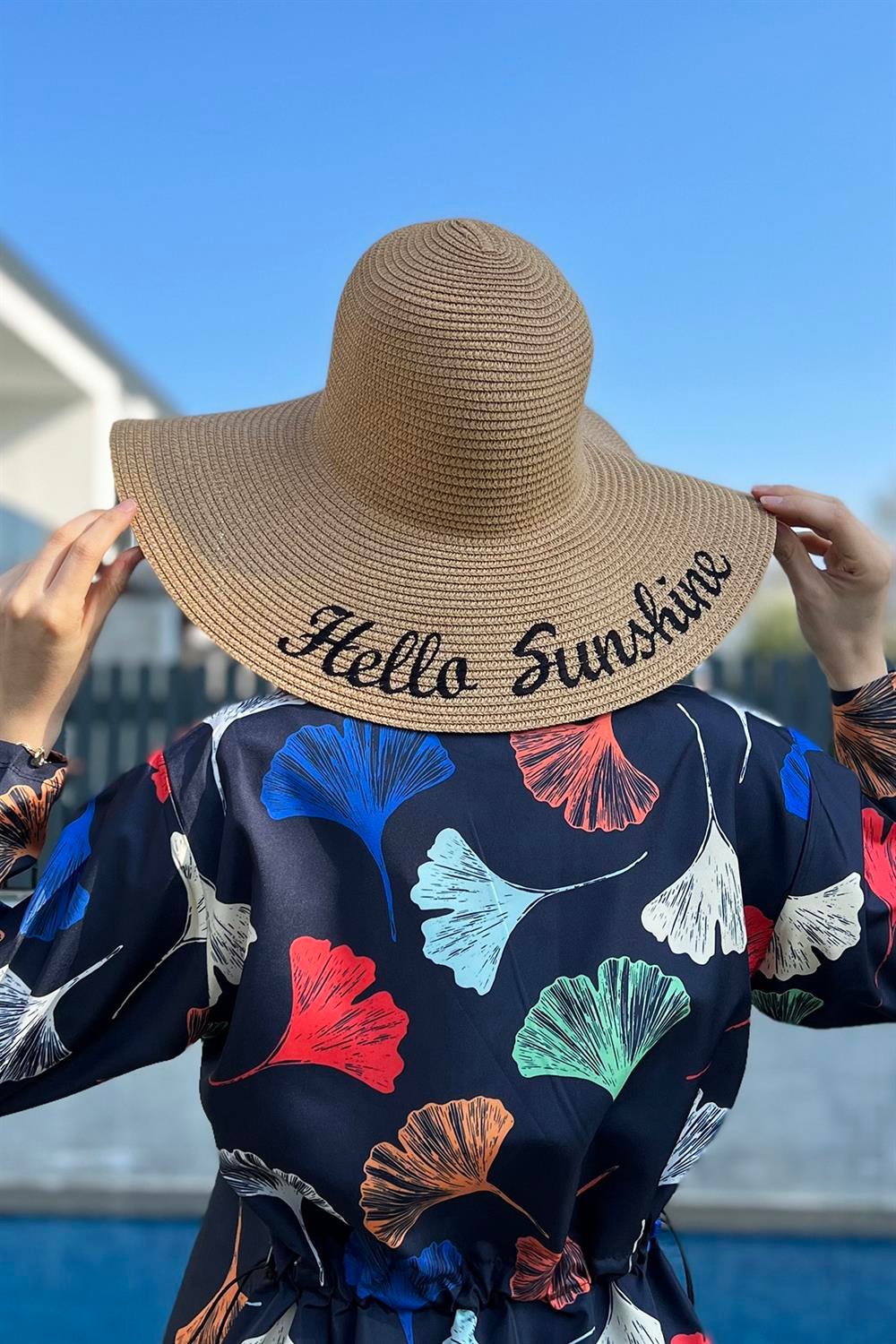 Remsa Mayo Hello Sunshine Yazılı Hasır Şapka Camel RŞ-23