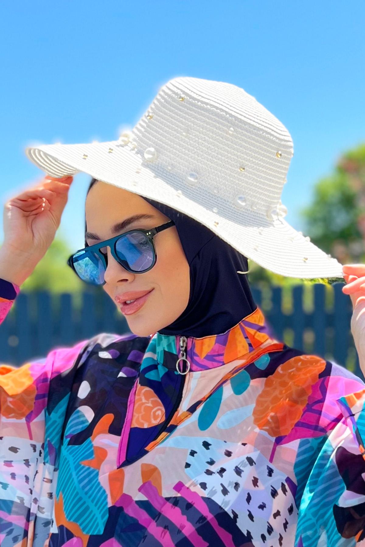 Remsa Mayo İncili Hasır Şapka Beyaz RŞ-71