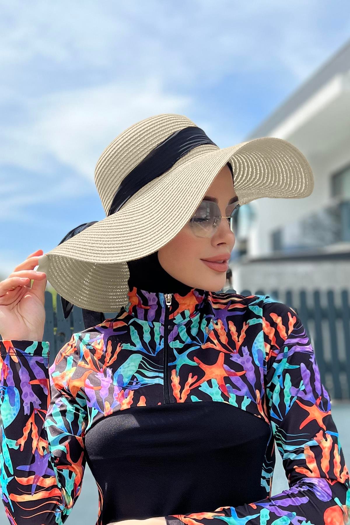 Remsa Mayo Kurdele Detaylı Hasır Şapka Açık Bej RŞ-72