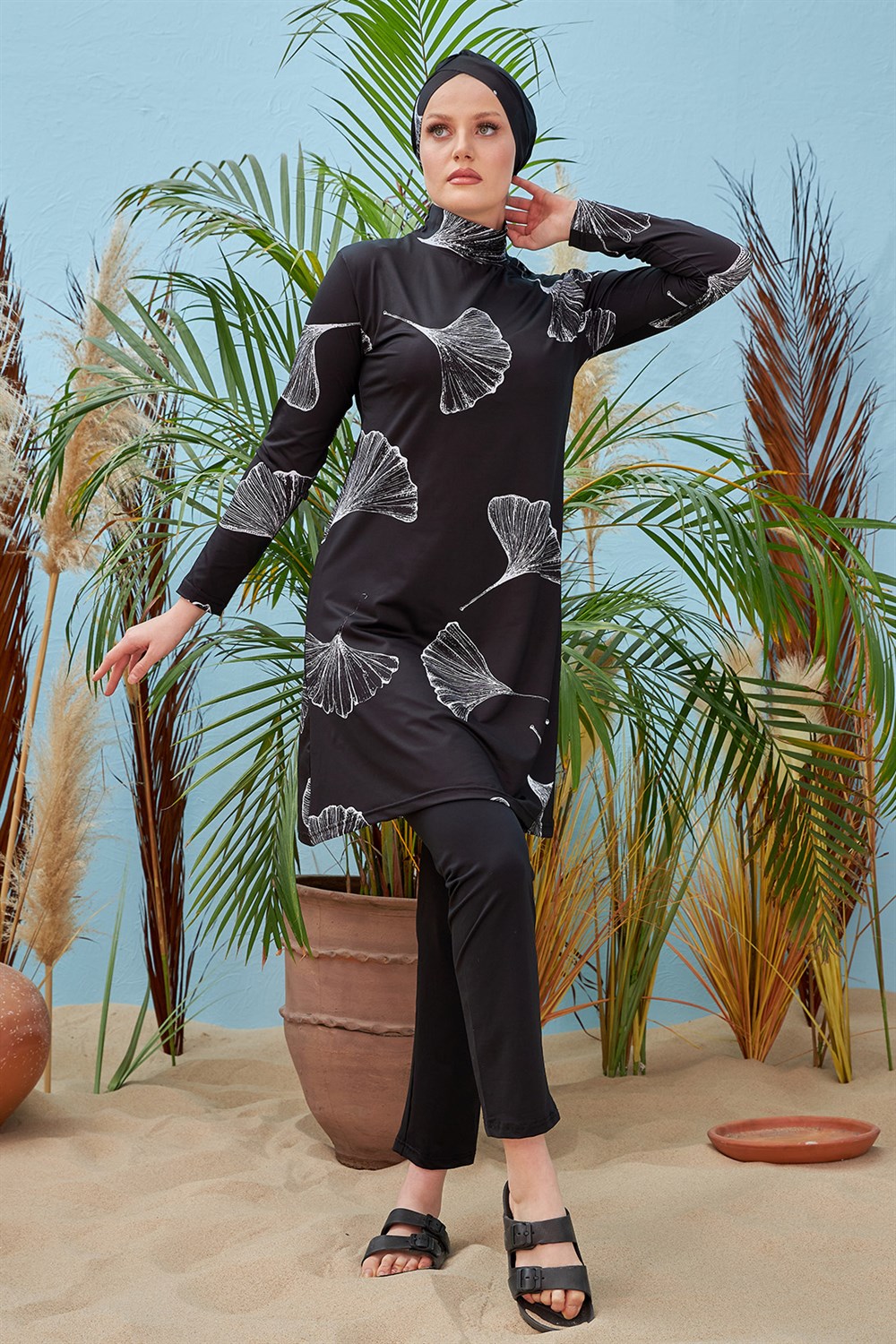 Remsa Mayo Likralı Tam Kapalı Tesettür Mayo 2208 Beyaz Rümeysa