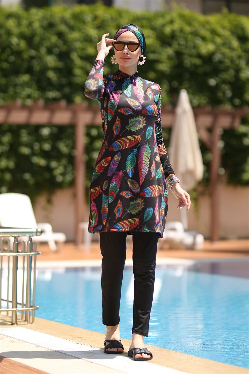 Remsa Mayo Liralı Tam Kapalı Tesettür Mayo Tüy Yapraklı 2013 Tuğba