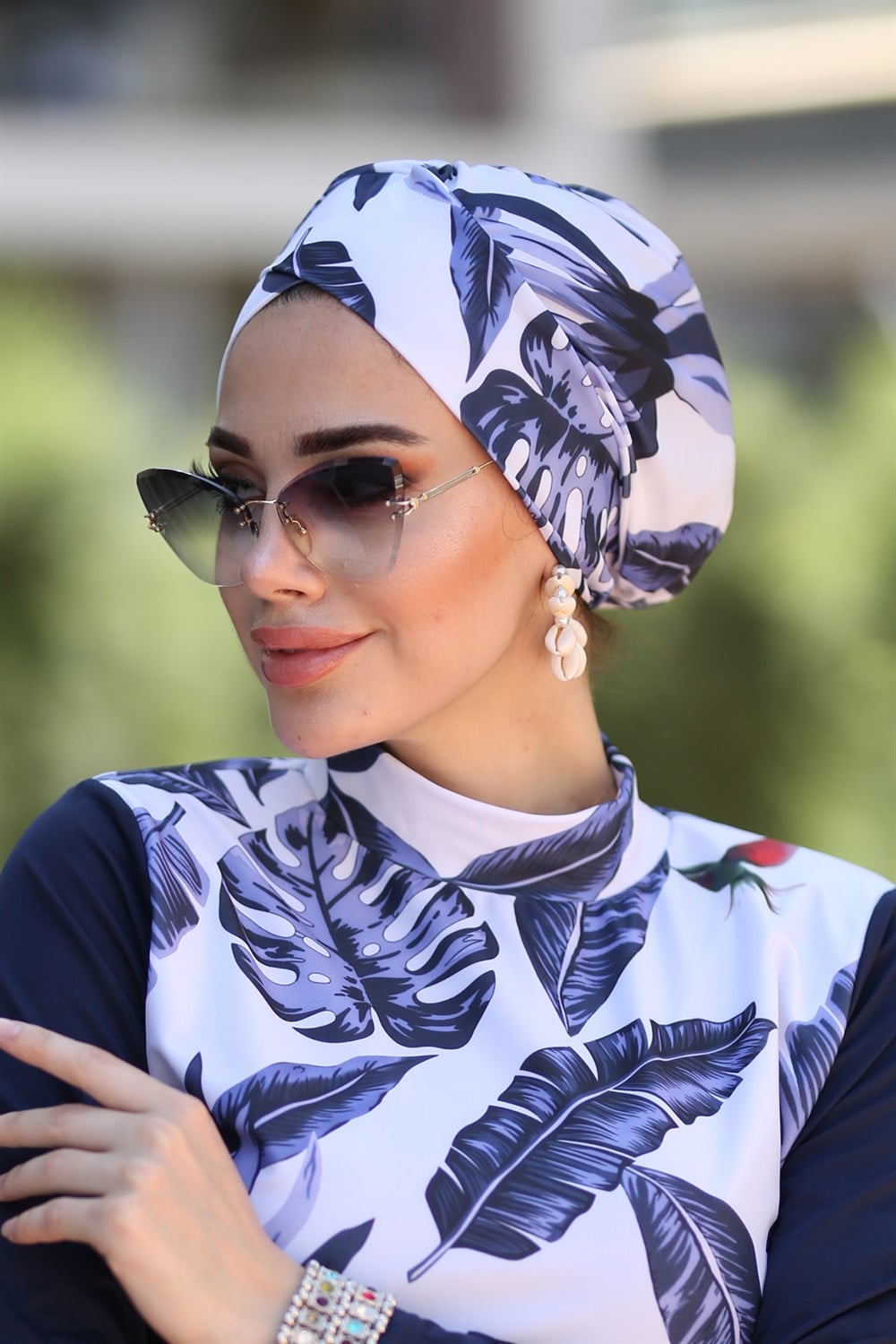 Remsa Mayo Mavi  Yapraklı Çapraz Deniz Bone