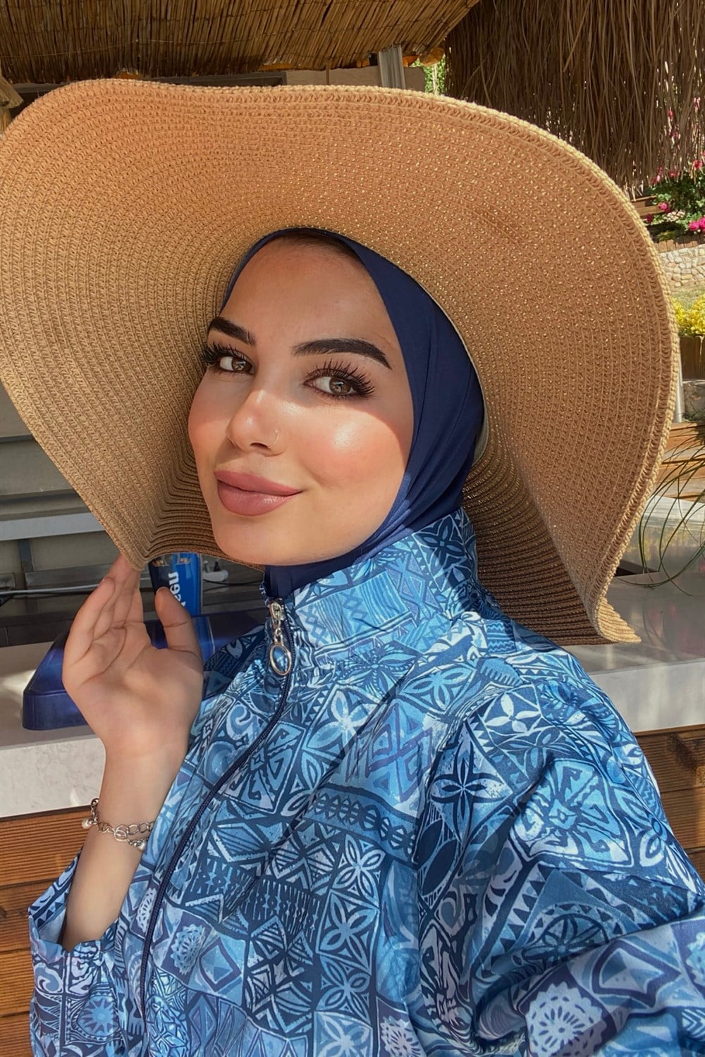 Remsa Mayo Paraşüt Tam Kapalı Tesettür Mayo Çini Desen R040 Rabia