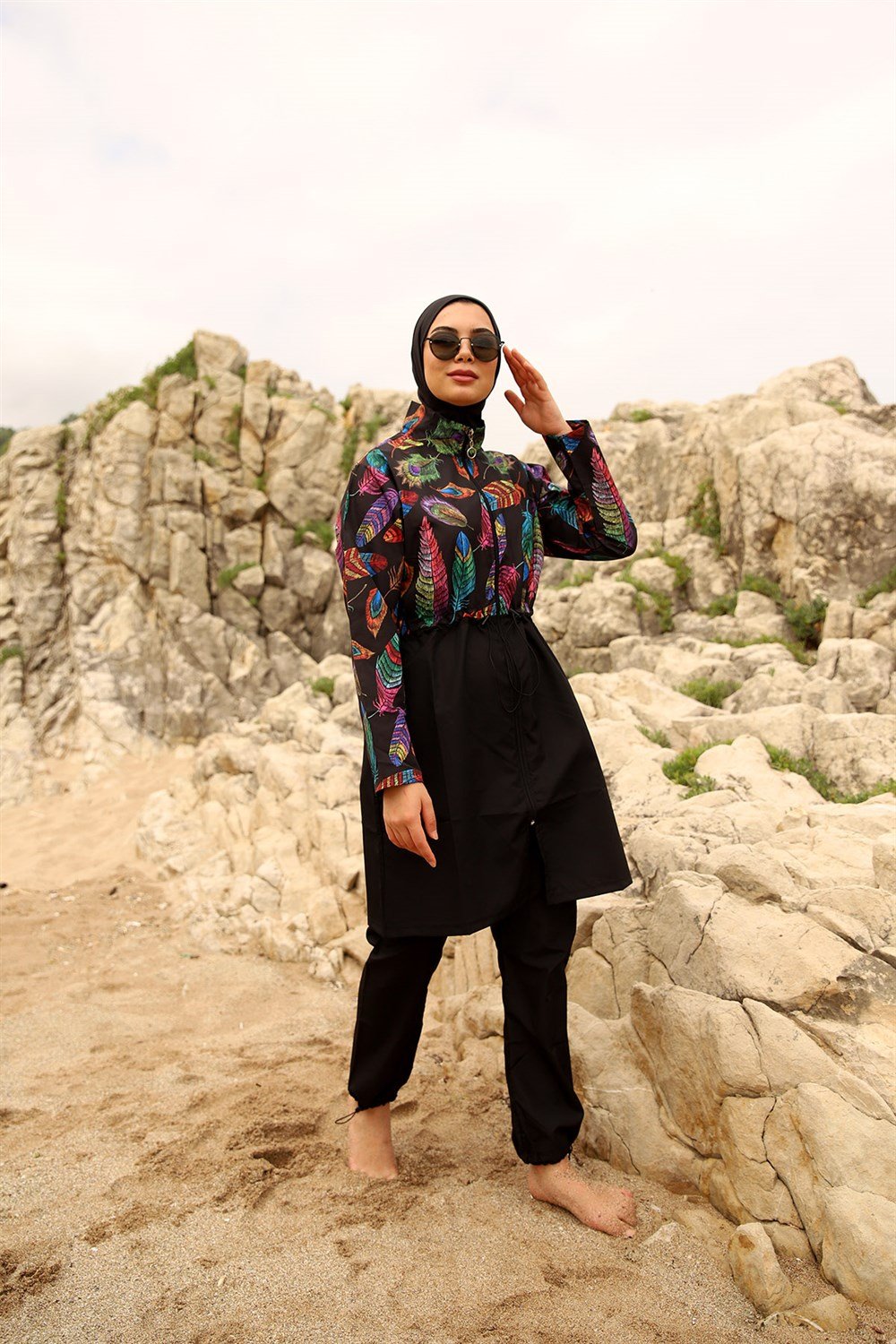 Remsa Mayo Paraşüt Tam Kapalı Tesettür Mayo Tüy Yaprak 2113 FUNDA