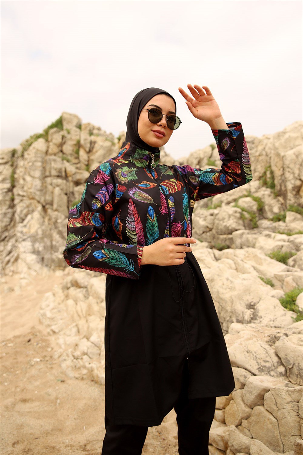 Remsa Mayo Paraşüt Tam Kapalı Tesettür Mayo Tüy Yaprak 2113 FUNDA