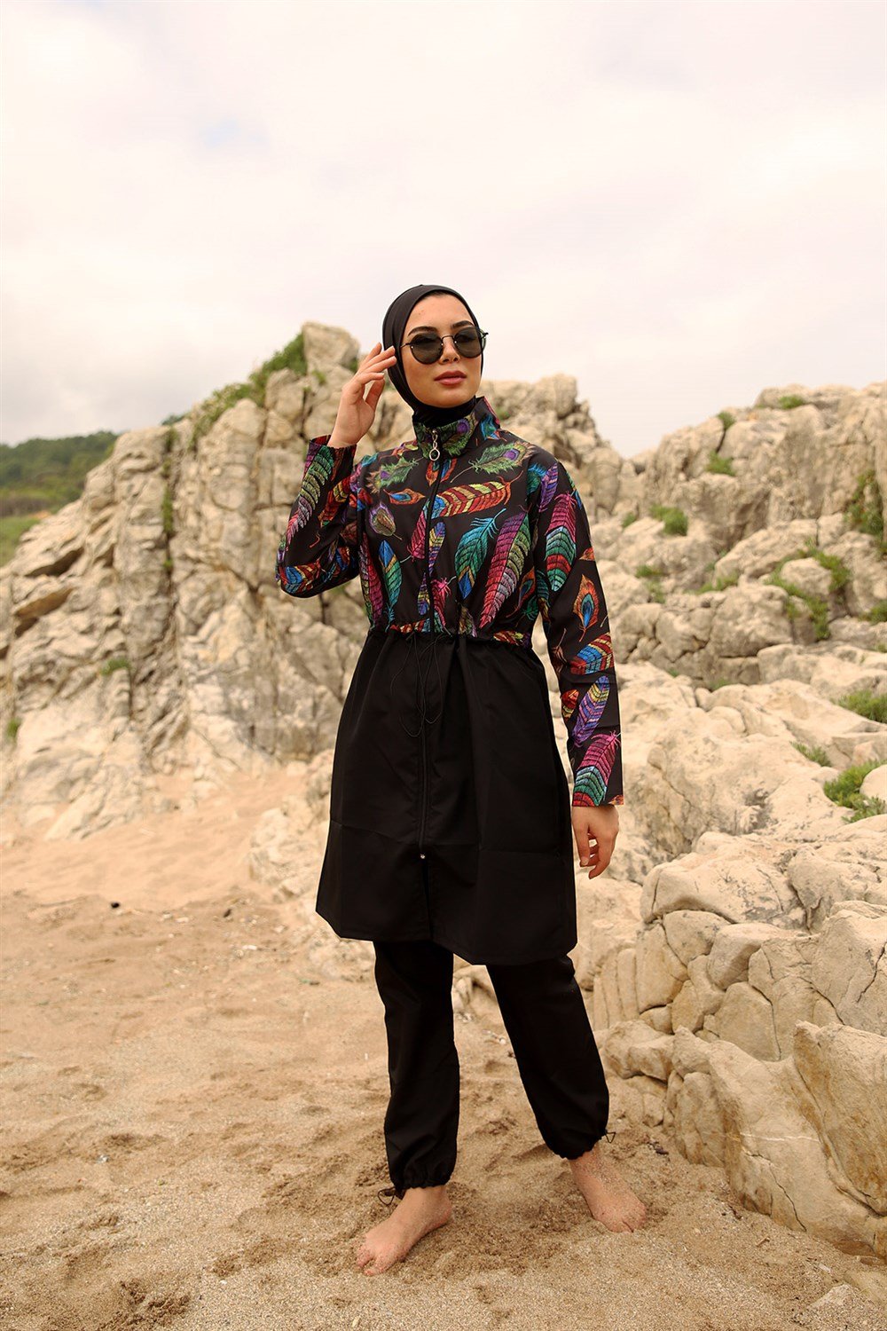 Remsa Mayo Paraşüt Tam Kapalı Tesettür Mayo Tüy Yaprak 2113 FUNDA