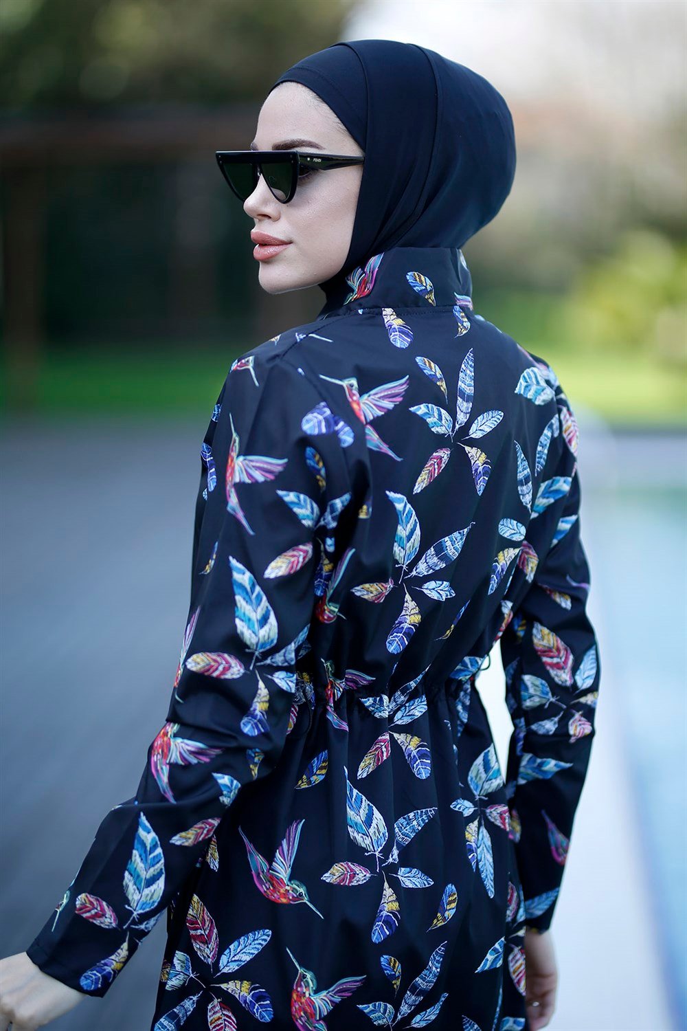 Remsa Mayo Paraşüt Tam Kapalı Tesettür Mayo Kuşlu Tüyler 2102 Gonca