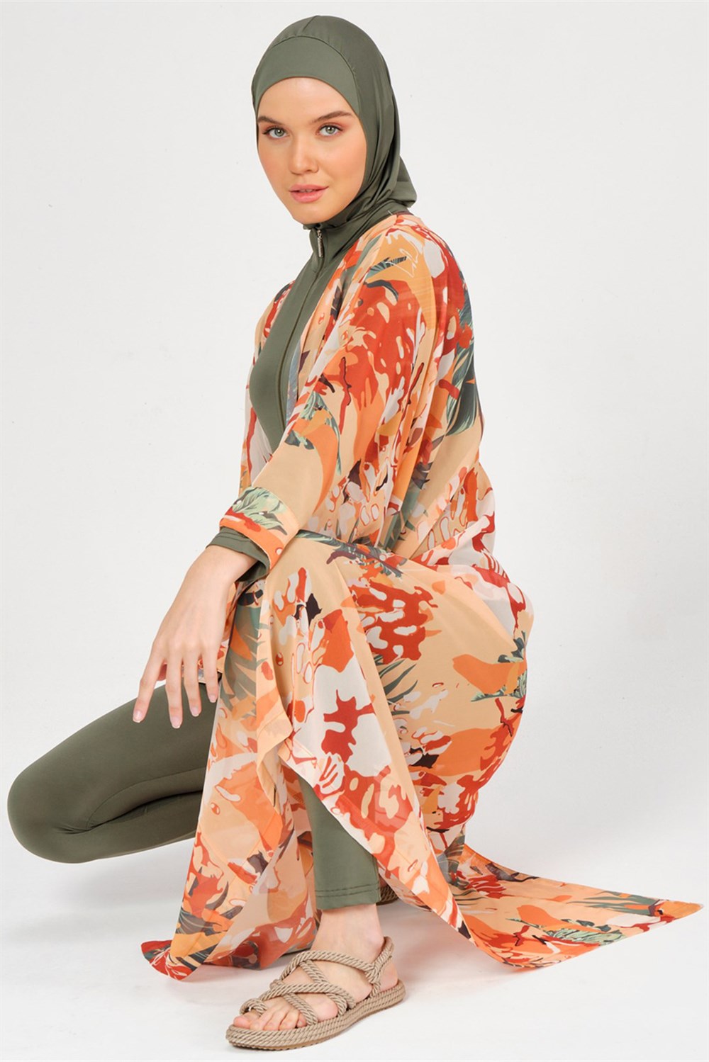 Remsa Mayo Pareo Tropical Kaftan Oranj