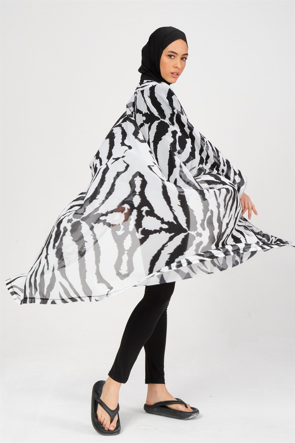 Remsa Mayo Pareo Zebra Kaftan Siyah