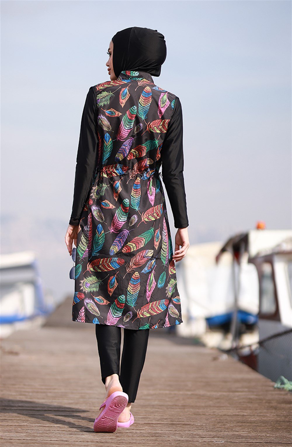 Remsa Mayo Renkli Yaprak Tasarım Tam Kapalı Tesettür Mayo 2003 Nisa