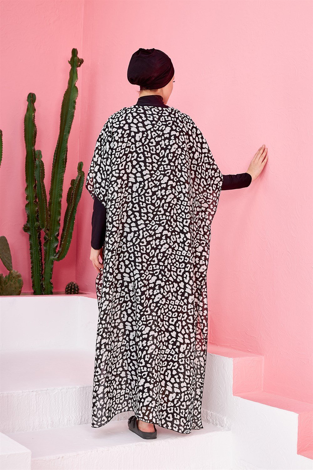 Remsa Mayo Üzerine Kaftan Pareo 430-130 Leopar Beyaz