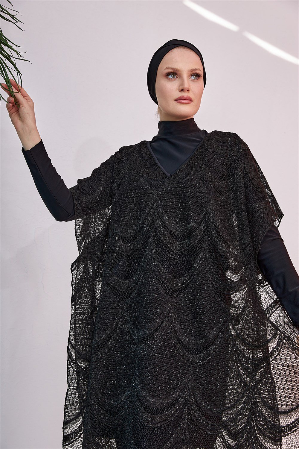 Remsa Mayo Üzerine Örme Kaftan Pareo 430-602T Siyah