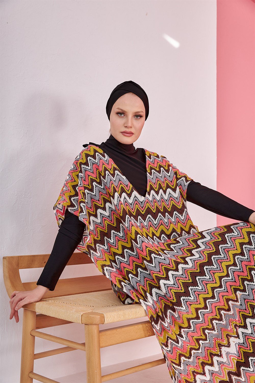 Remsa Mayo Üzerine Örme Kaftan Pareo 410-436 Kahve