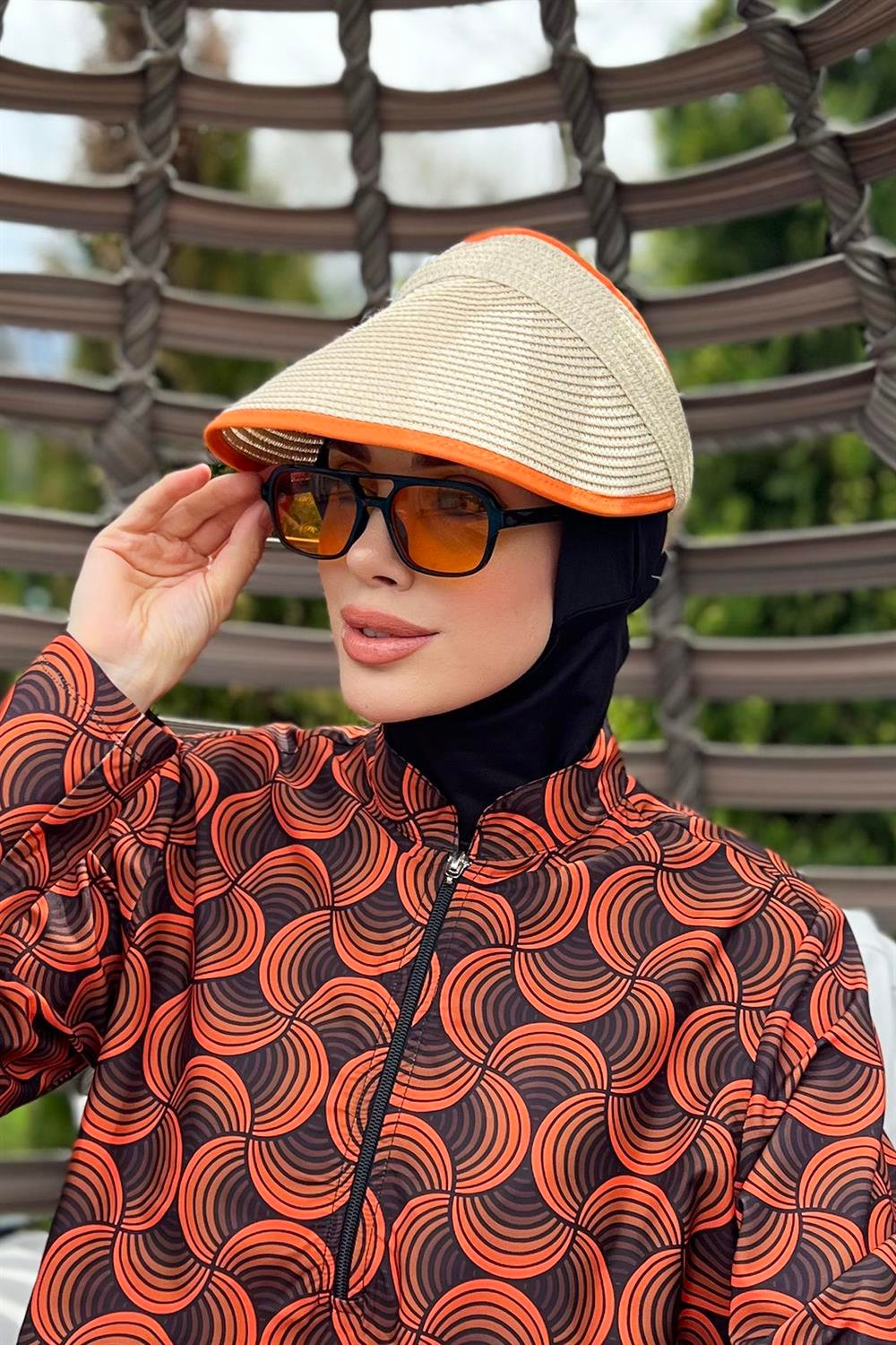 Remsa Mayo Vizör Hasır Şapka Güneş Koruyucu Siperlik Turuncu Biyeli RŞ-40