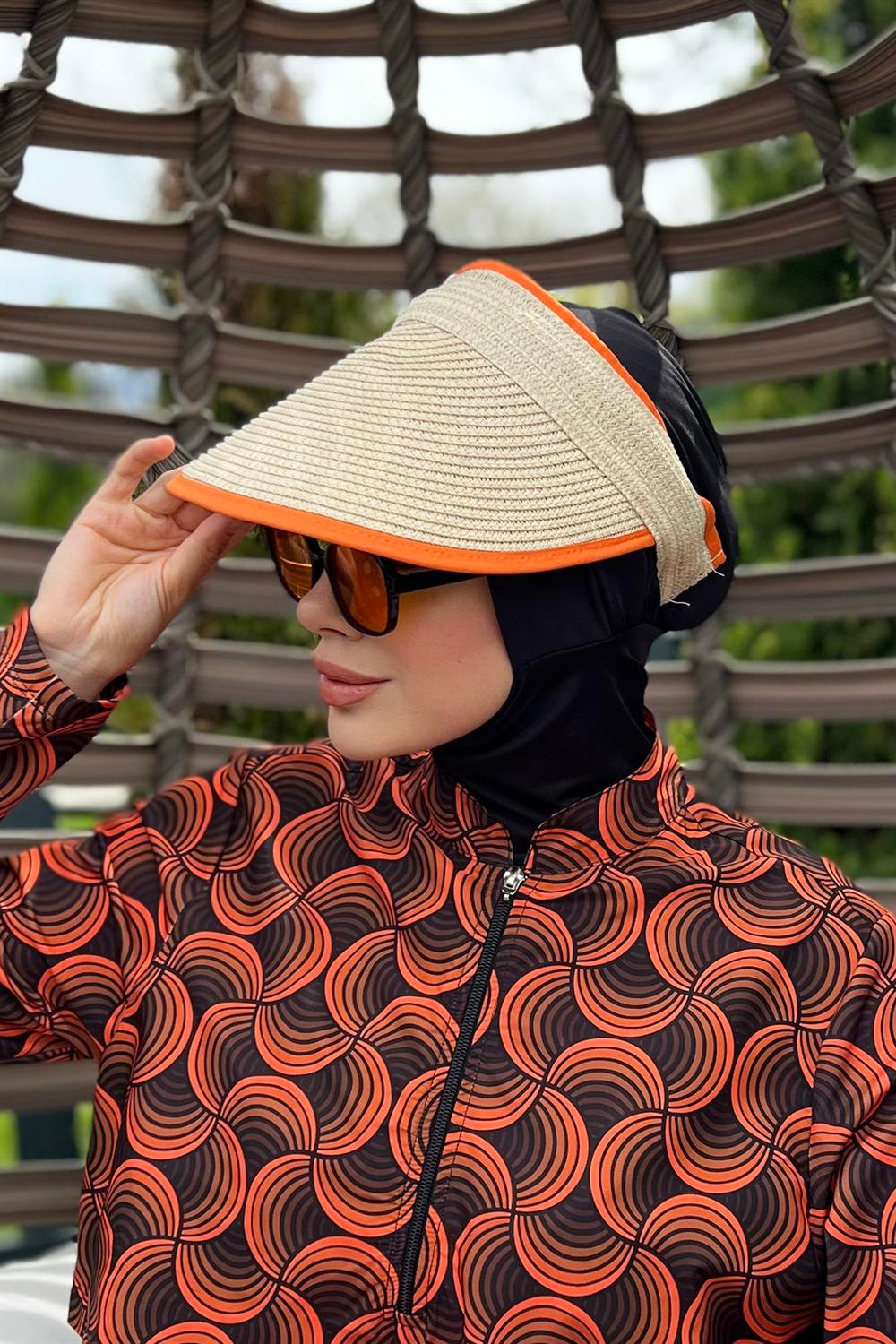 Remsa Mayo Vizör Hasır Şapka Güneş Koruyucu Siperlik Turuncu Biyeli RŞ-40