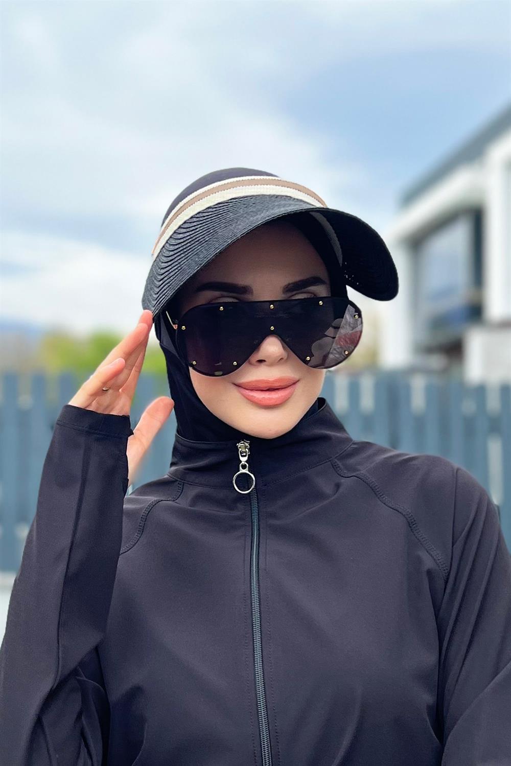 Remsa Mayo Vizör Hasır Şapka Güneş Koruyucu Siperlik Siyah Kahve RŞ-39