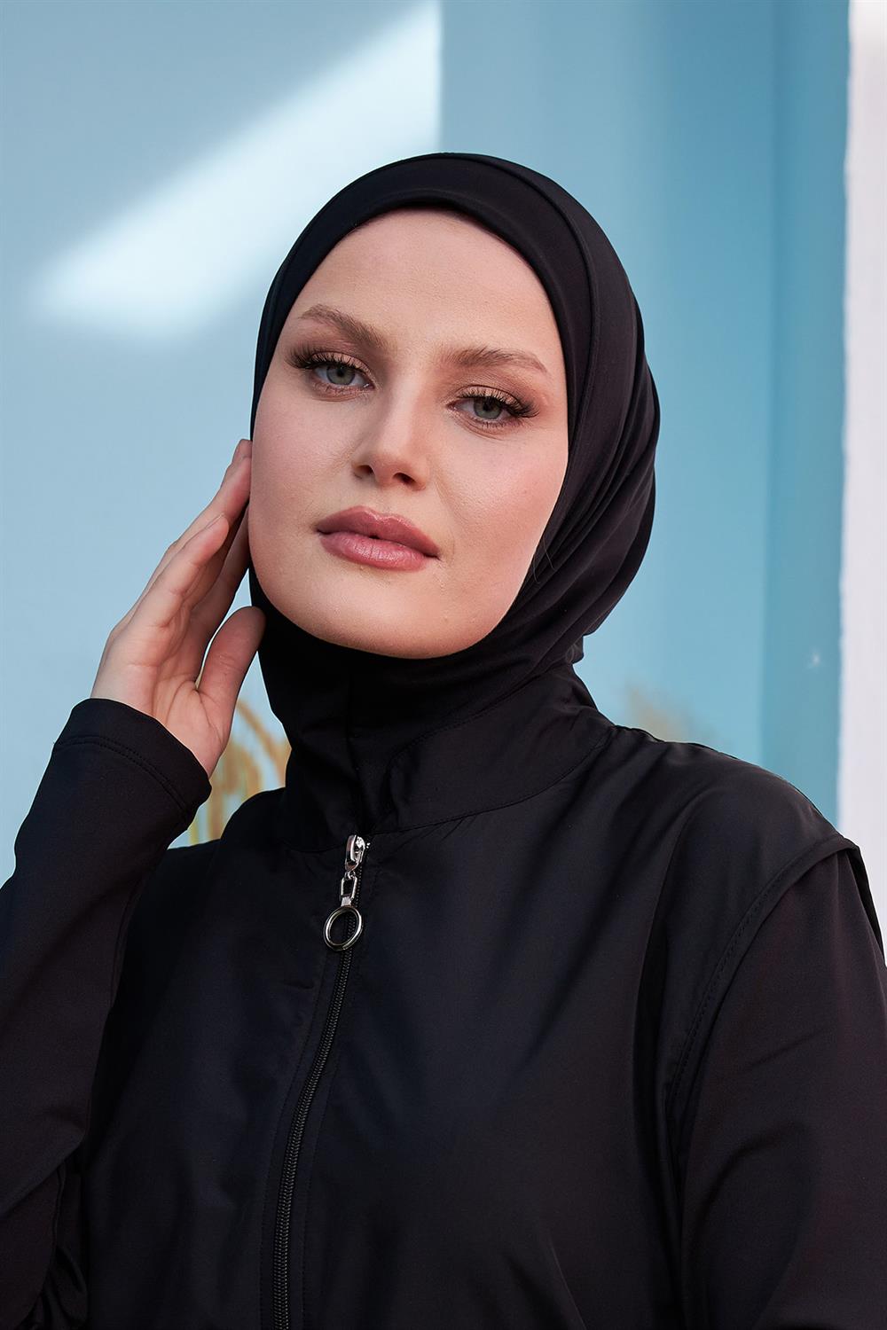 Remsa Mayo Yüzücü Eşarp Havuz Deniz Eşarp Siyah RBE-01