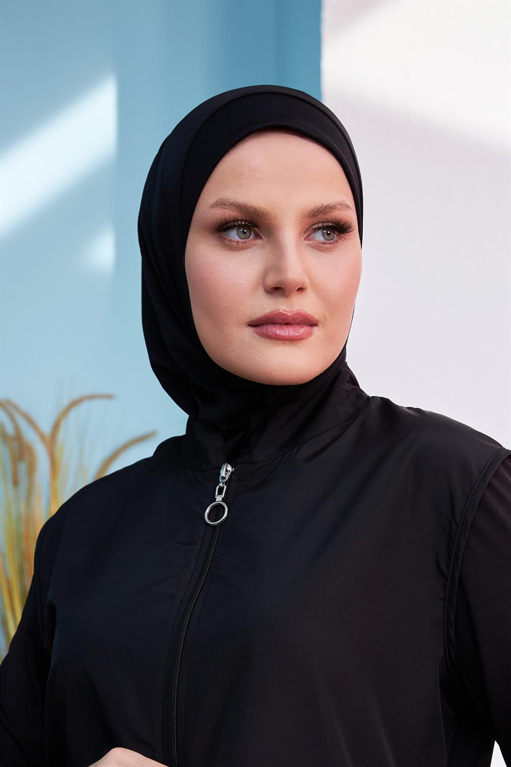 Remsa Mayo Yüzücü Eşarp Havuz Deniz Eşarp Siyah RBE-01