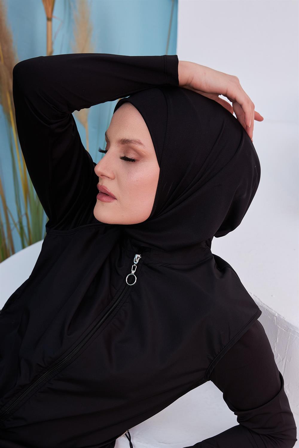 Remsa Mayo Yüzücü Eşarp Havuz Deniz Eşarp Siyah RBE-01