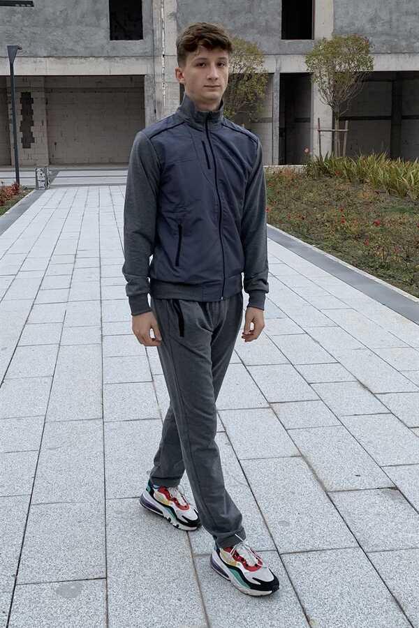 Remsa Spor Likralı Penye Erkek Eşofman Takımı Gri